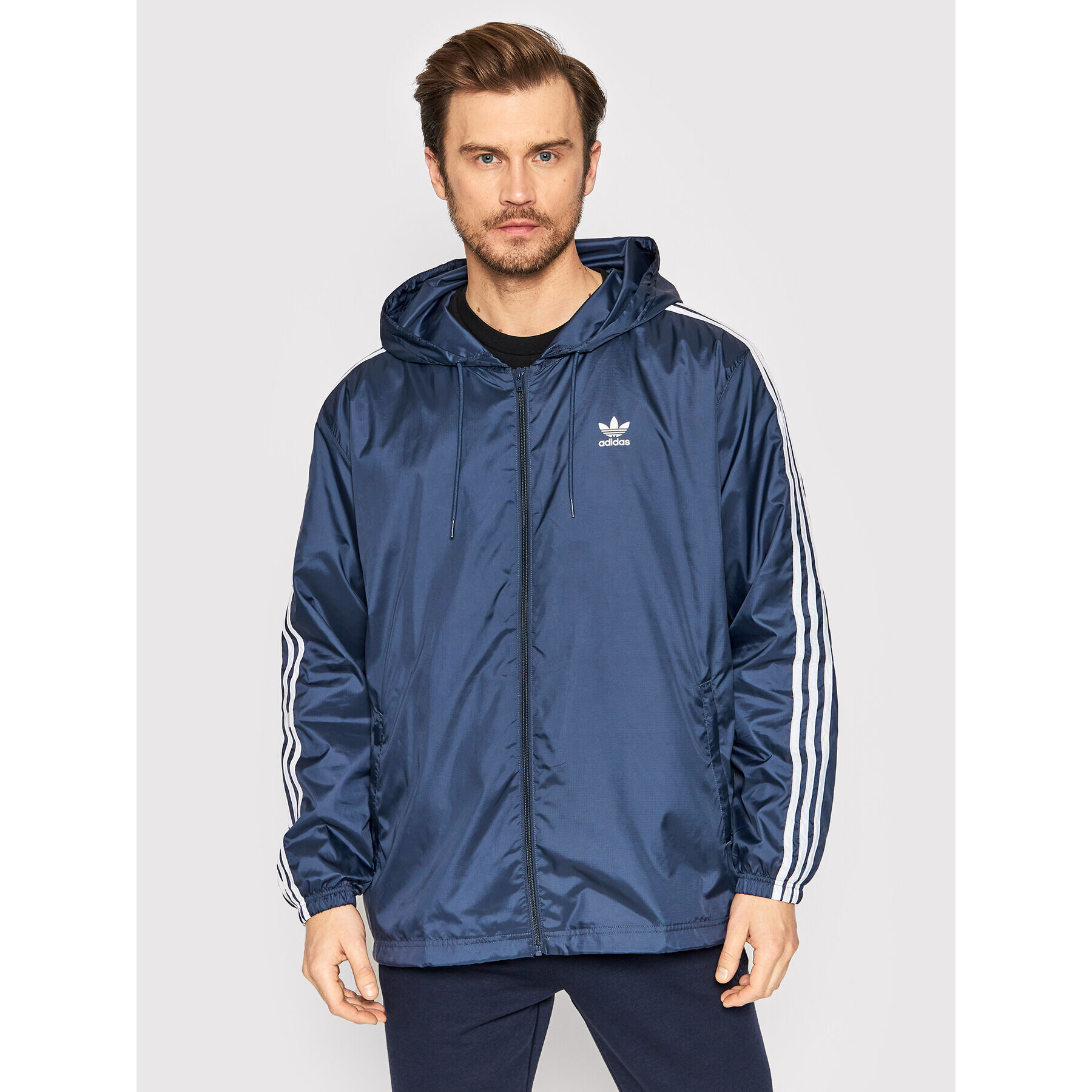 adidas Széldzseki adicolor 3-Stripes HB9491 Sötétkék Loose Fit - Pepit.hu