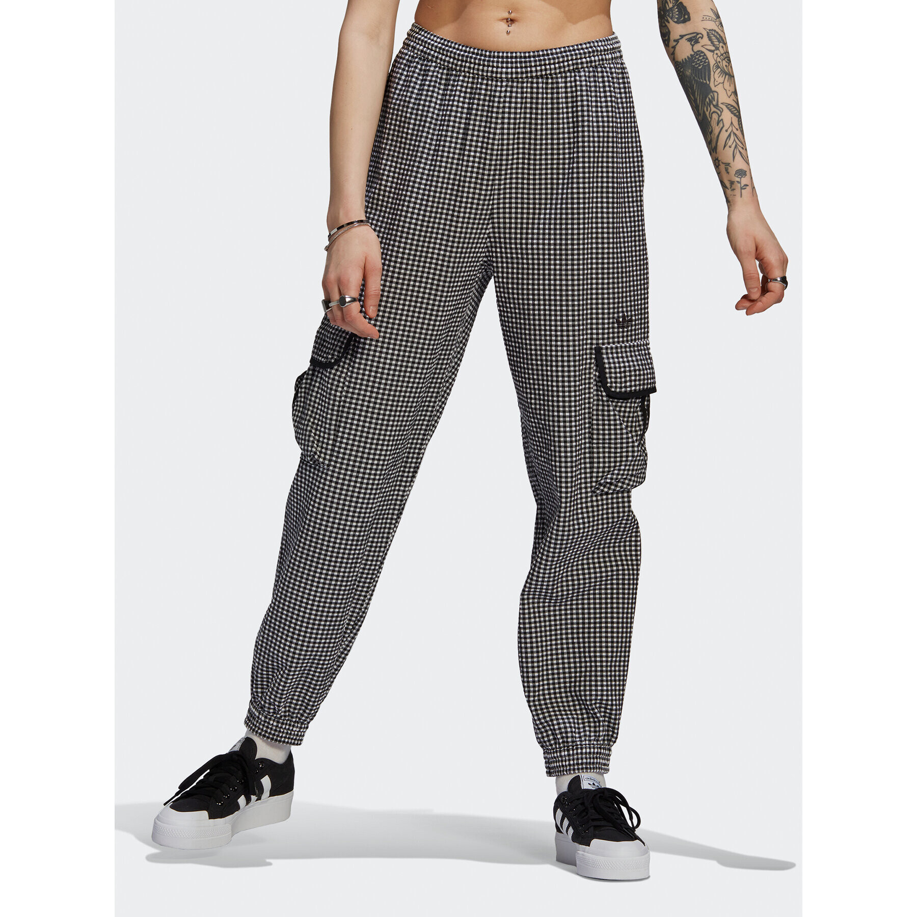 adidas Szövet nadrág Gingham HB9456 Fekete Loose Fit - Pepit.hu