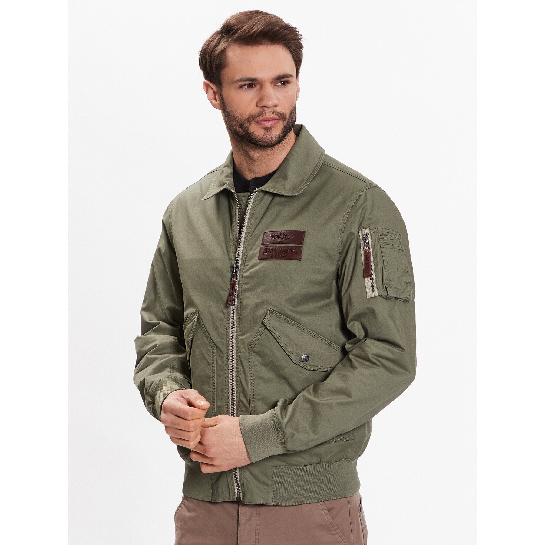 Aeronautica Militare Átmeneti kabát 231AB2085CT3013 Khaki Regular Fit - Pepit.hu