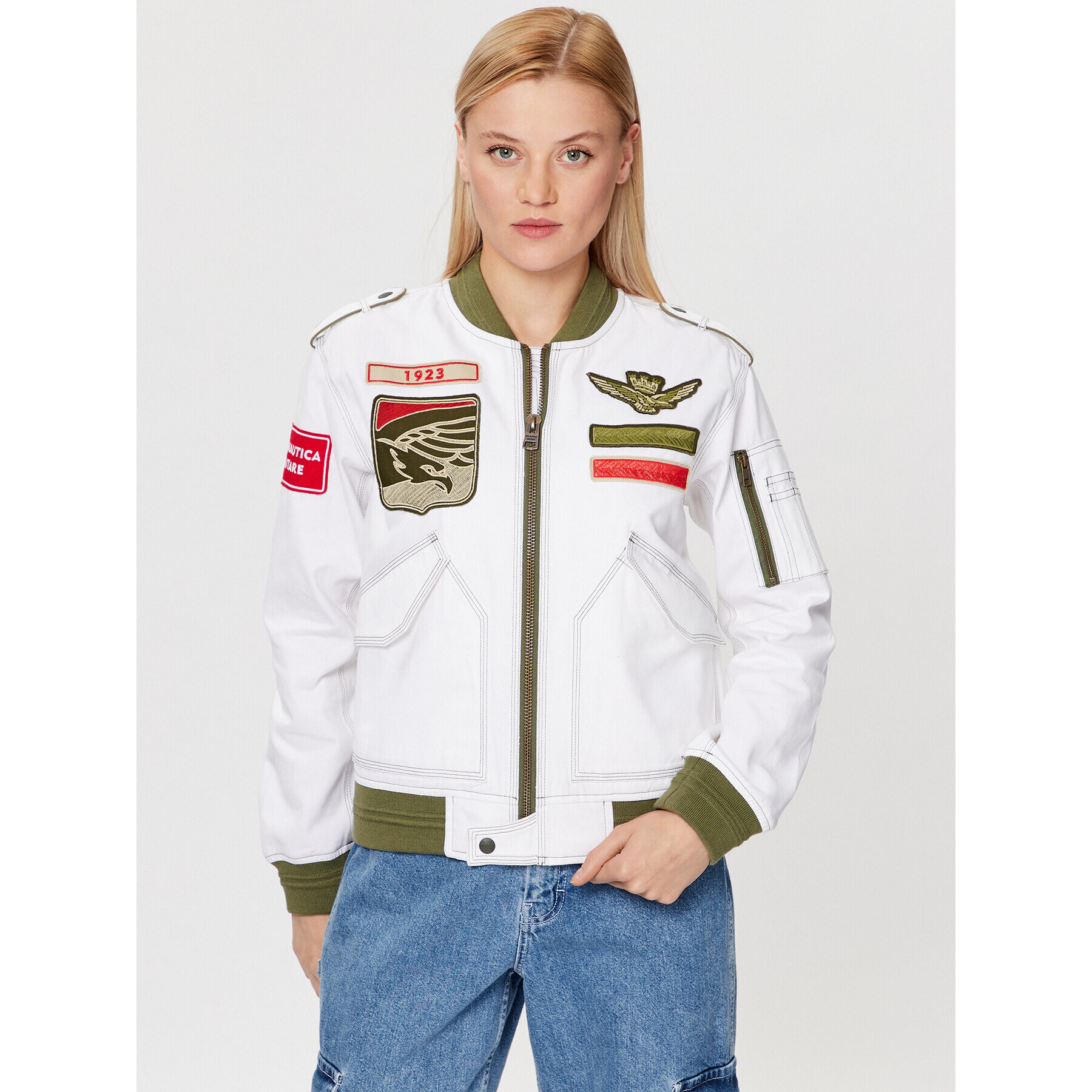 Aeronautica Militare Bomber dzseki 231AB2059DCT3084 Fehér Regular Fit - Pepit.hu