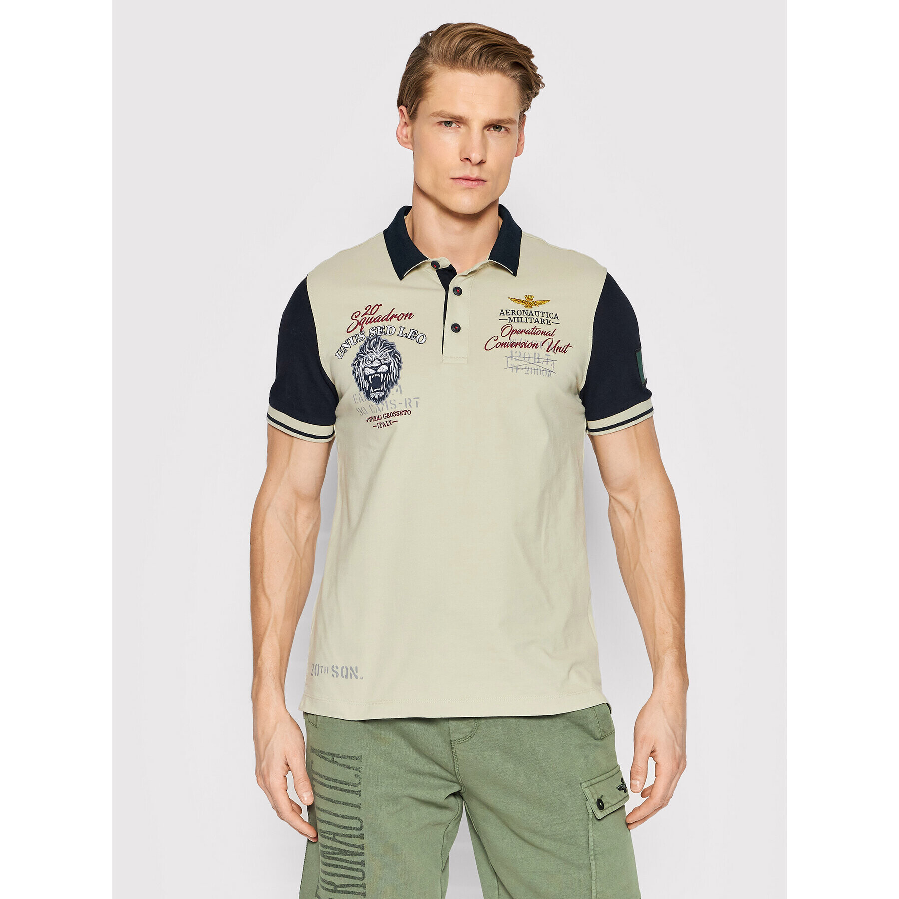 Aeronautica Militare Pólóing 221PO1627P199 Bézs Regular Fit - Pepit.hu