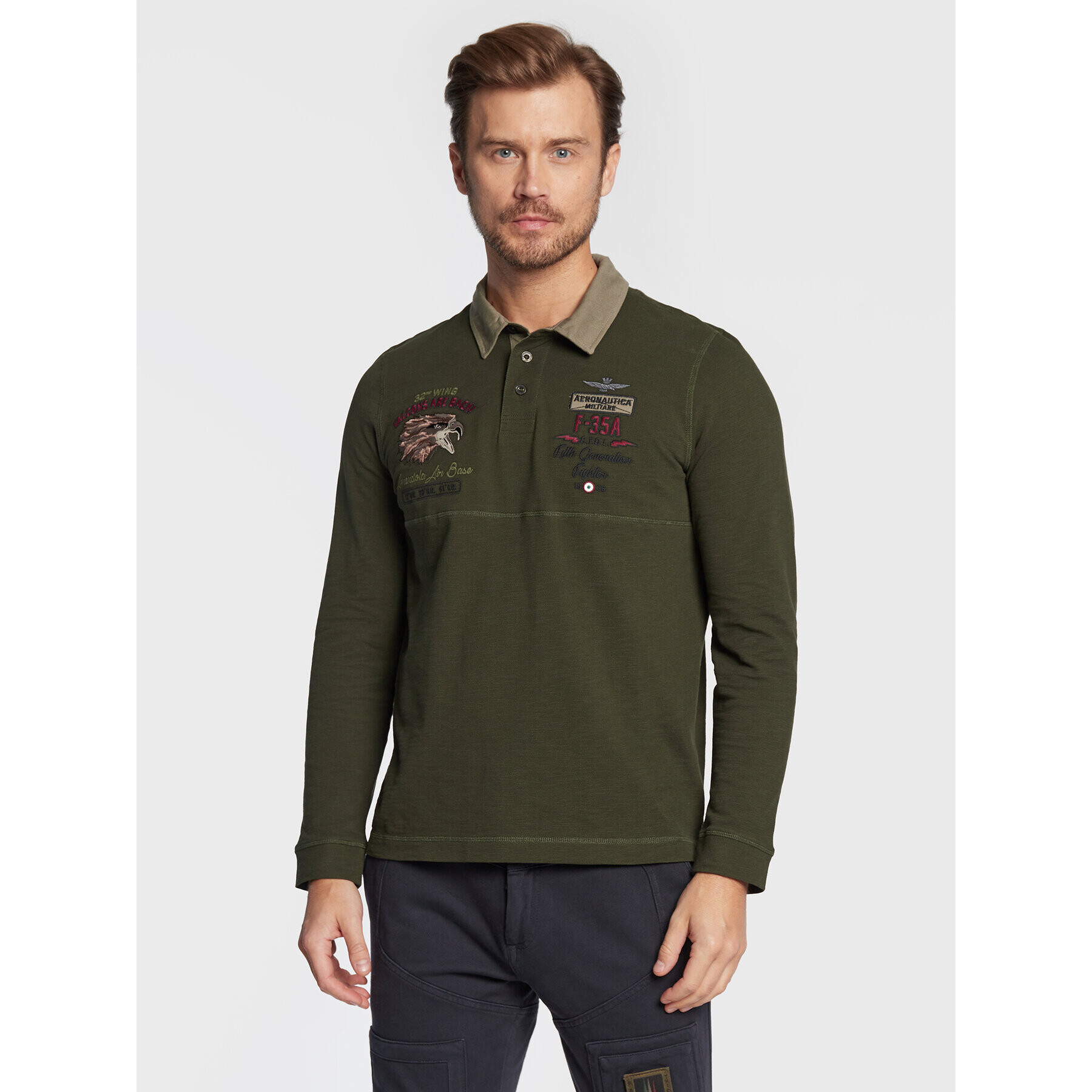 Aeronautica Militare Pólóing 222PO1645P306 Zöld Regular Fit - Pepit.hu