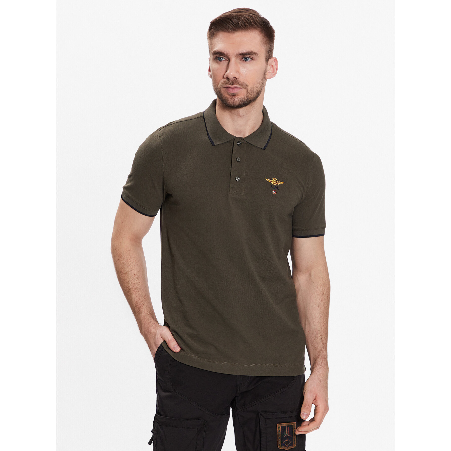 Aeronautica Militare Pólóing 231PO1308P82 Khaki Regular Fit - Pepit.hu