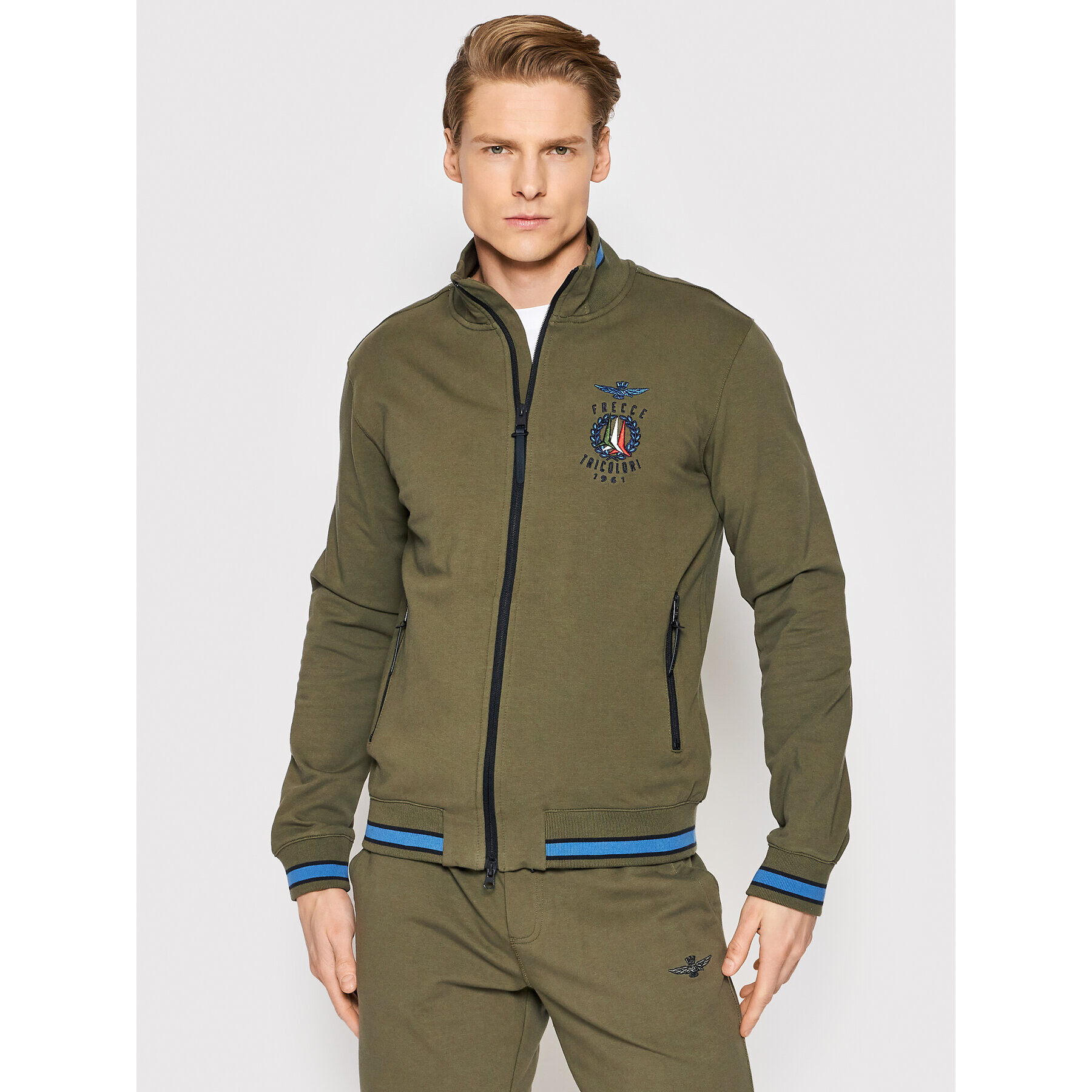 Aeronautica Militare Pulóver 221FE1663F459 Zöld Regular Fit - Pepit.hu