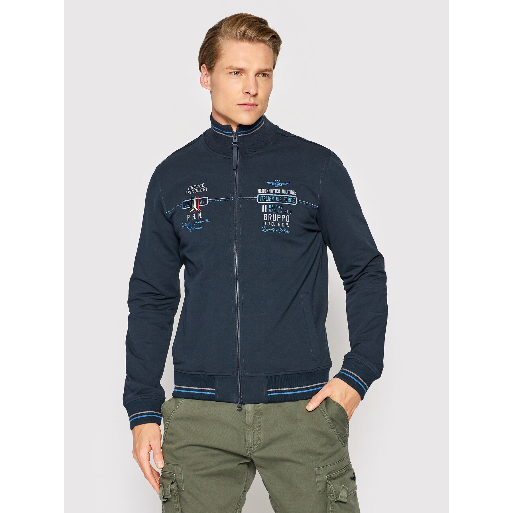 Aeronautica Militare Pulóver 221FE1677F419 Sötétkék Regular Fit - Pepit.hu