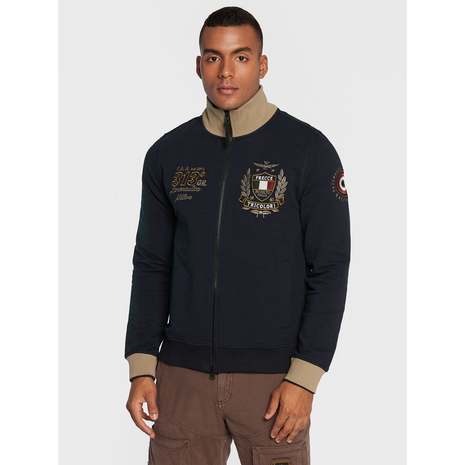 Aeronautica Militare Pulóver 222FE1723F418 Sötétkék Regular Fit - Pepit.hu