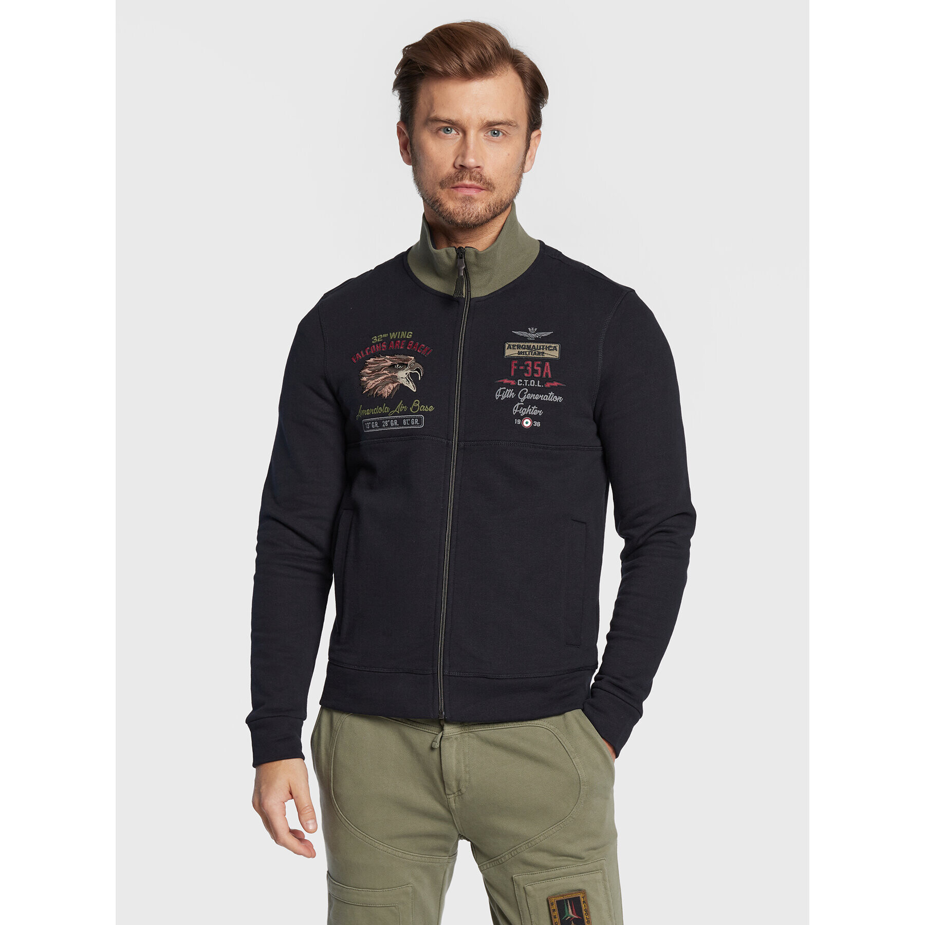 Aeronautica Militare Pulóver 222FE1726F482 Sötétkék Regular Fit - Pepit.hu