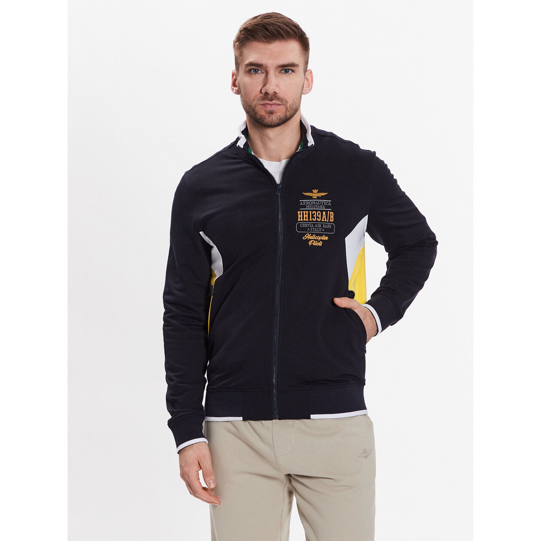 Aeronautica Militare Pulóver 231FE1759F497 Sötétkék Regular Fit - Pepit.hu