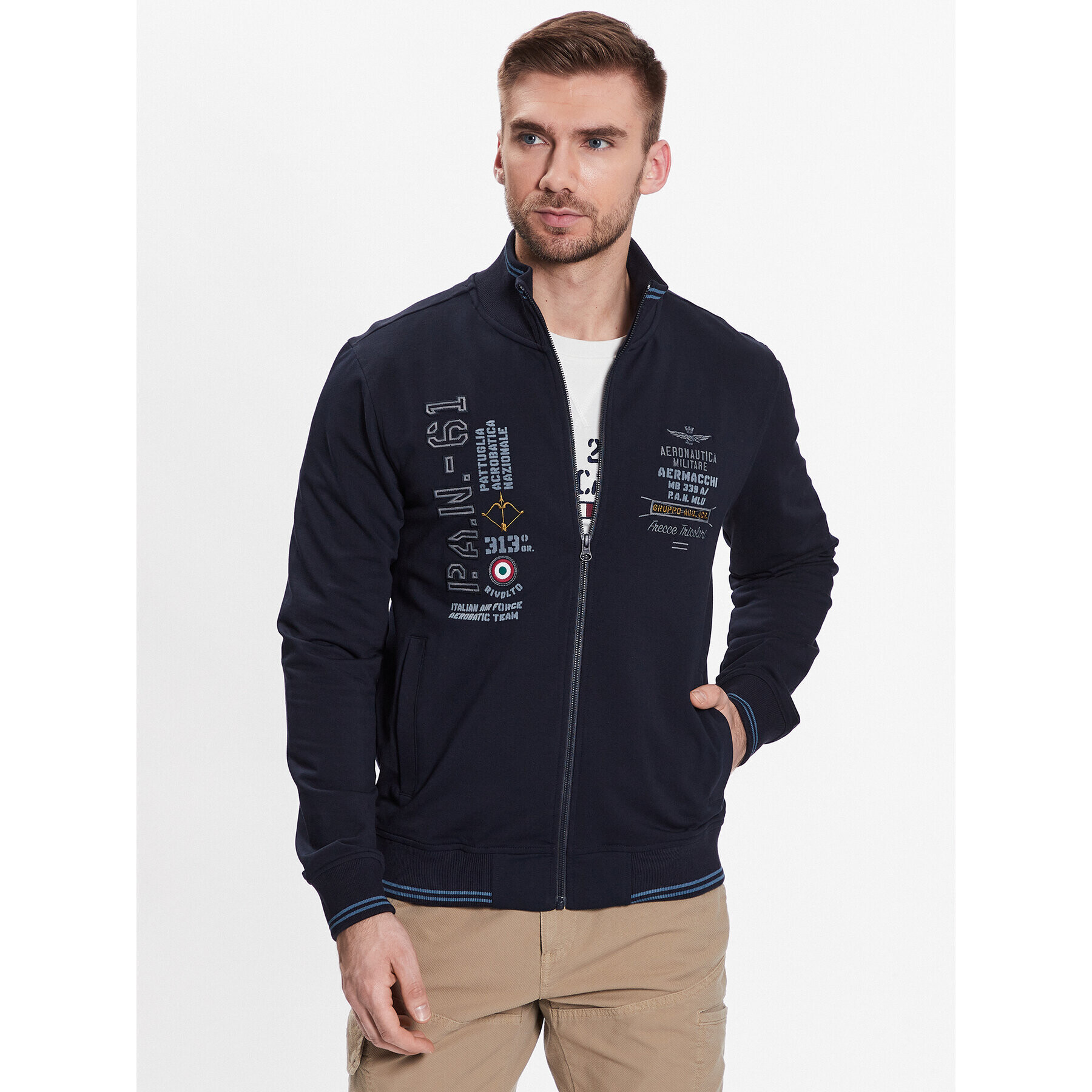 Aeronautica Militare Pulóver 231FE1766F419 Sötétkék Regular Fit - Pepit.hu