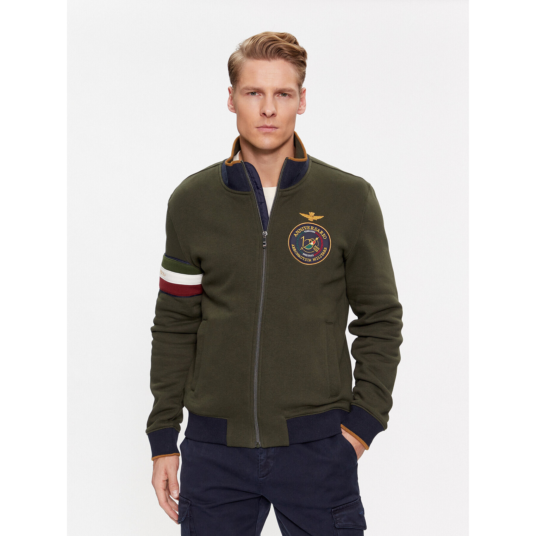 Aeronautica Militare Pulóver 232FE1822F532 Zöld Regular Fit - Pepit.hu