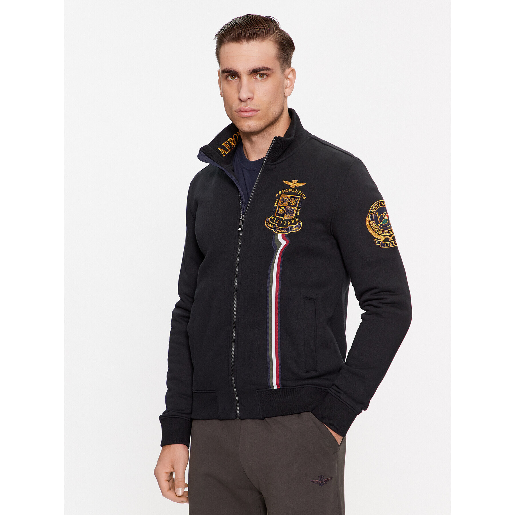 Aeronautica Militare Pulóver 232FE1848F532 Fekete Regular Fit - Pepit.hu