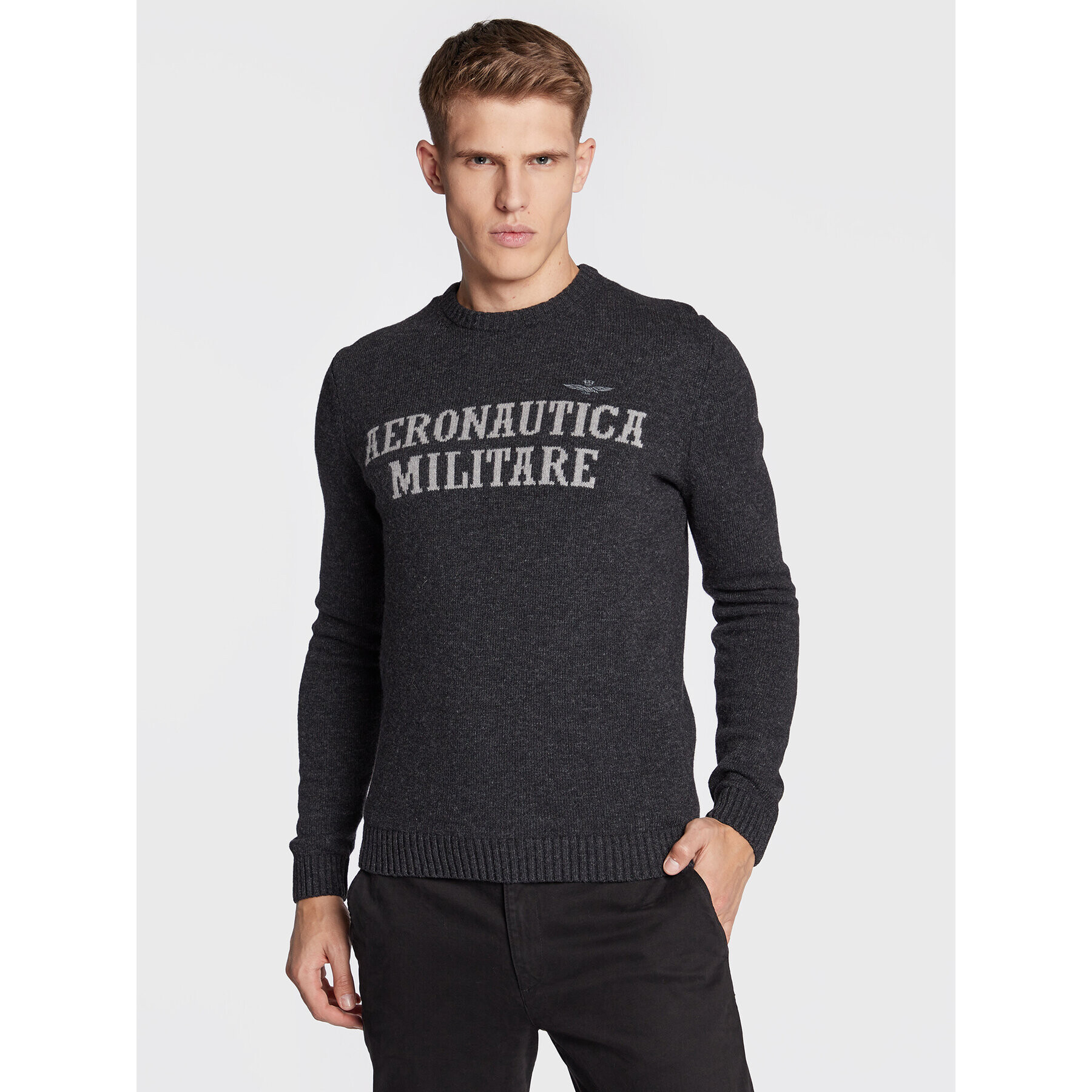 Aeronautica Militare Sweater 222MA1418L417 Szürke Regular Fit - Pepit.hu