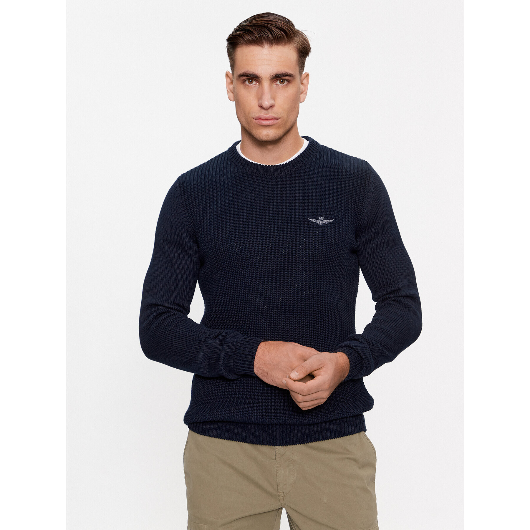 Aeronautica Militare Sweater 232MA1453L409 Sötétkék Regular Fit - Pepit.hu