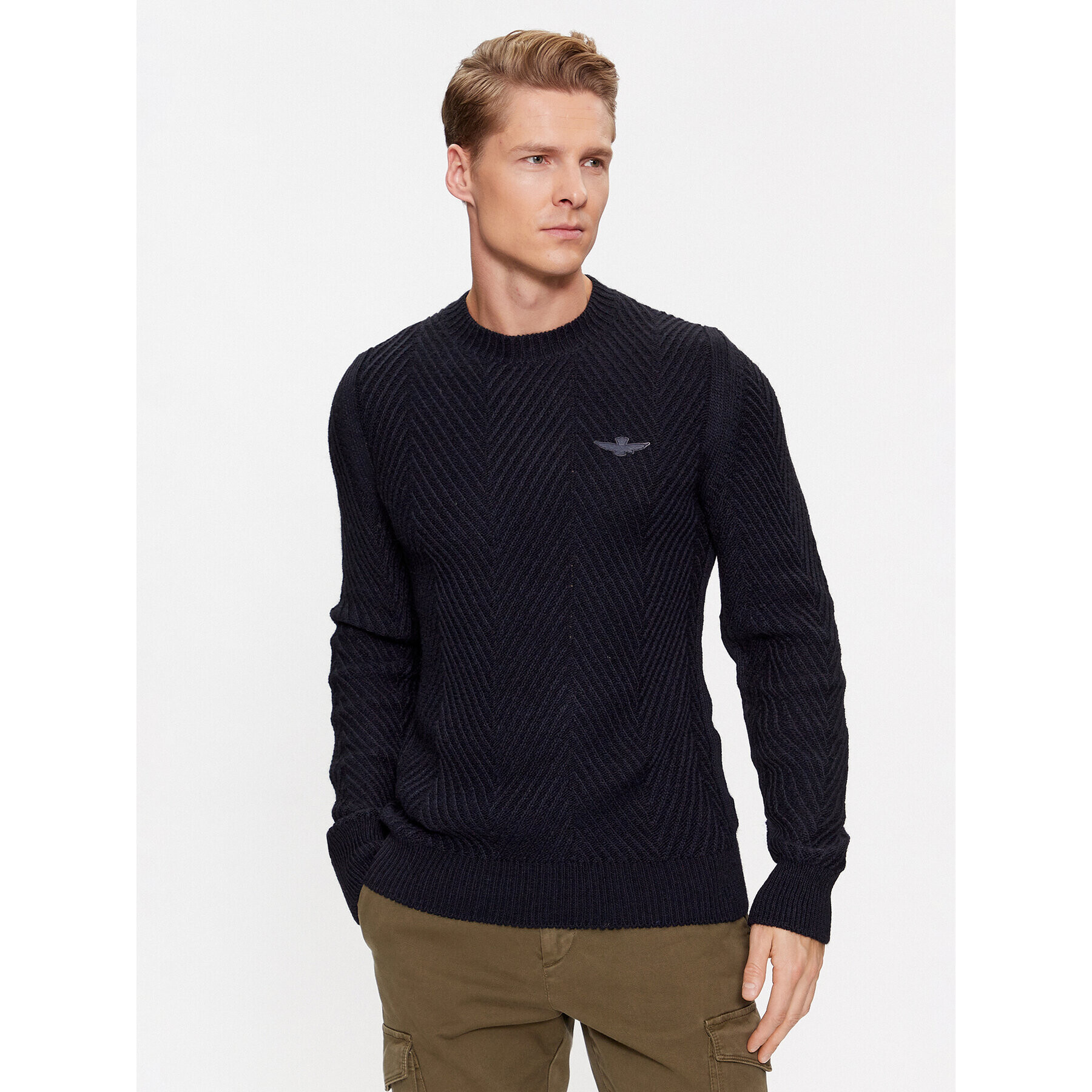 Aeronautica Militare Sweater 232MA1457L509 Sötétkék Regular Fit - Pepit.hu