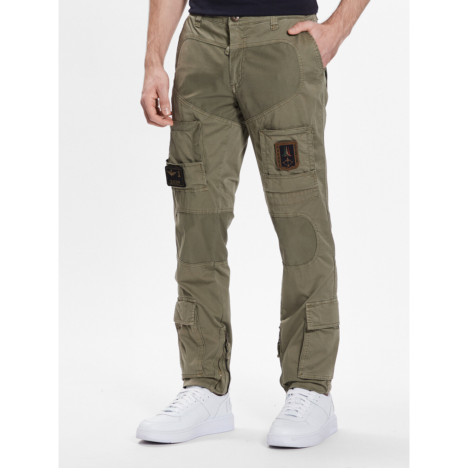 Aeronautica Militare Szövet nadrág 231PA1387CT1493 Khaki Regular Fit - Pepit.hu