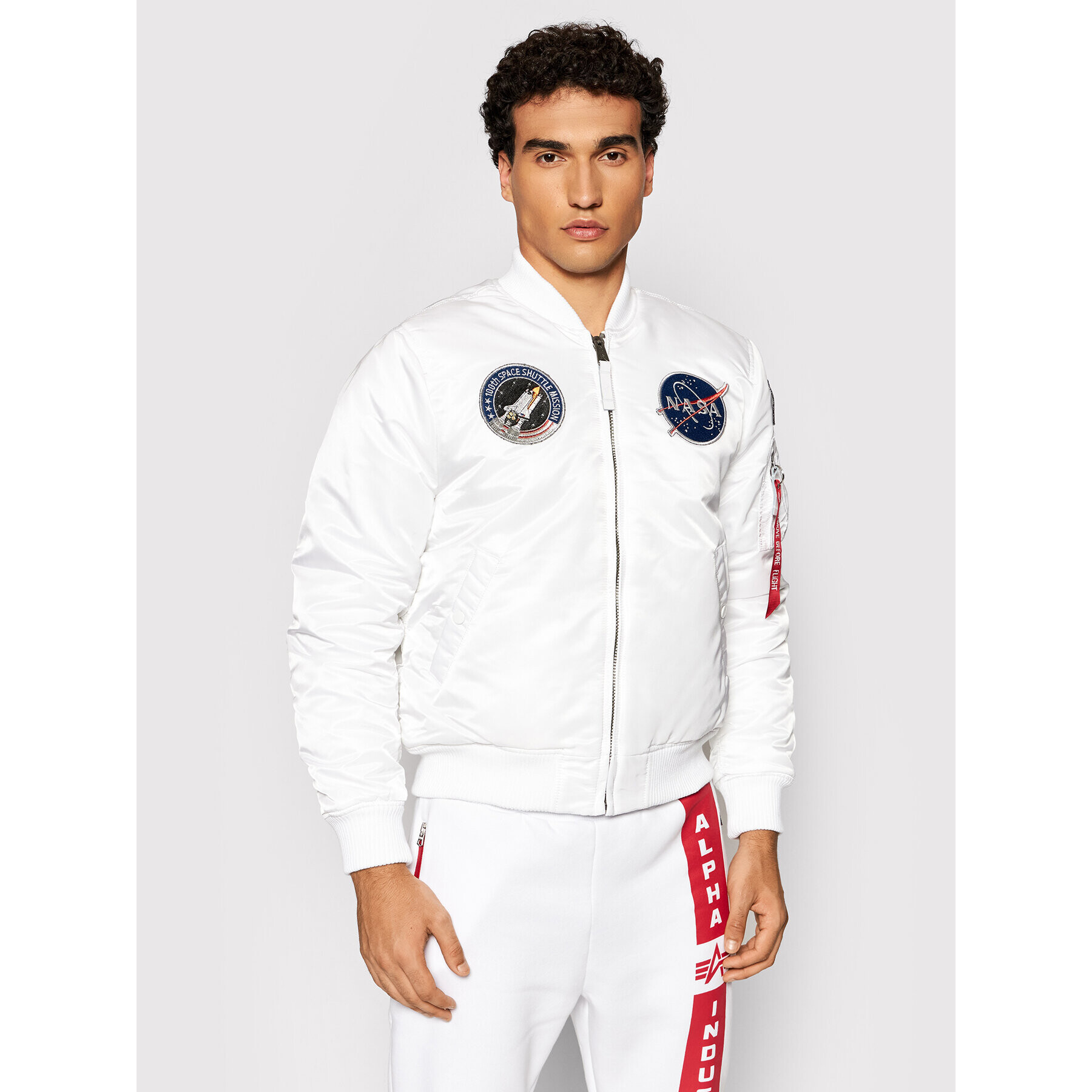 Alpha Industries Bomber dzseki Nasa 166107LP Fehér Slim Fit - Pepit.hu