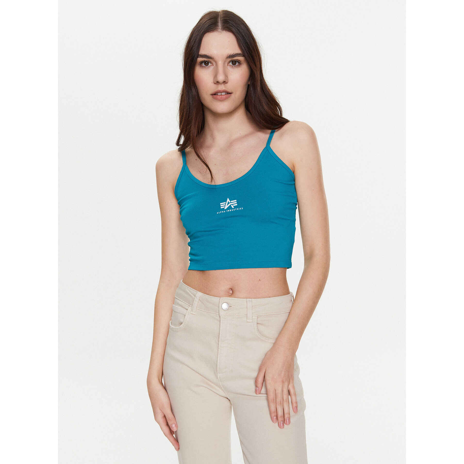 Alpha Industries Felső Basic 116082 Kék Cropped Fit - Pepit.hu