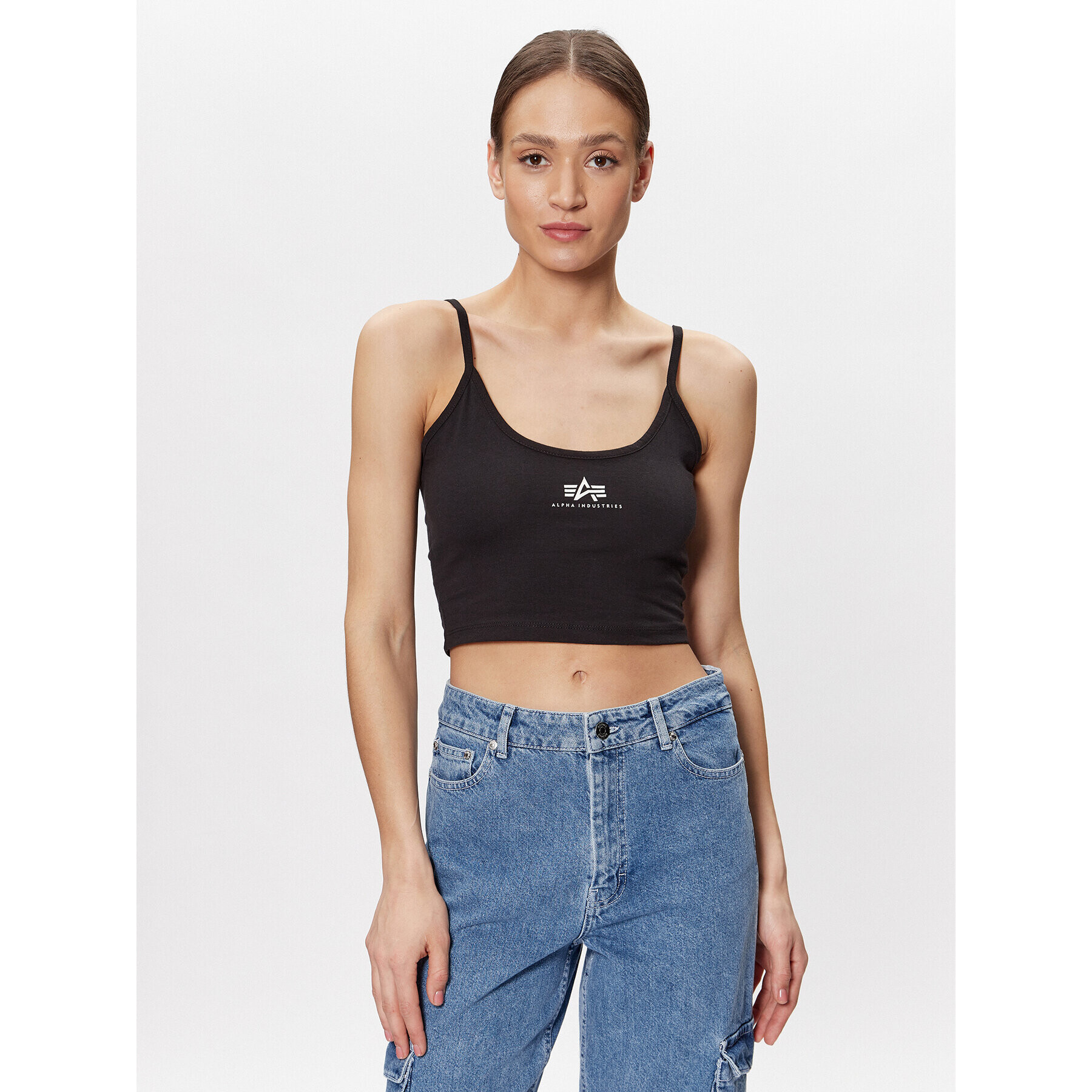 Alpha Industries Póló Basic 116082 Fekete Cropped Fit - Pepit.hu