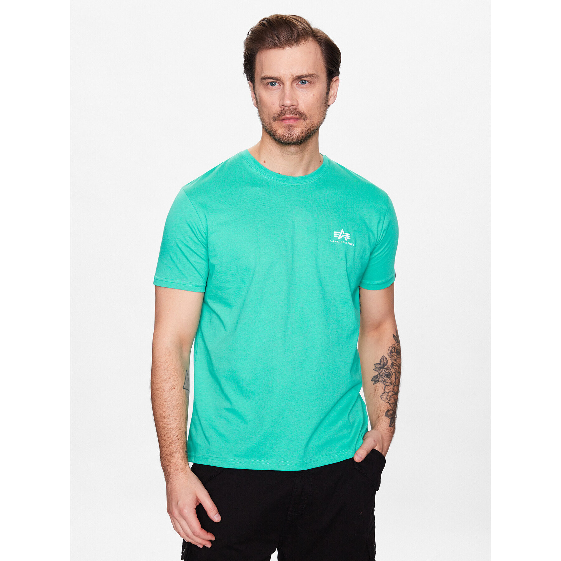 Alpha Industries Póló Basic T Small Logo 188505 Zöld Regular Fit - Pepit.hu