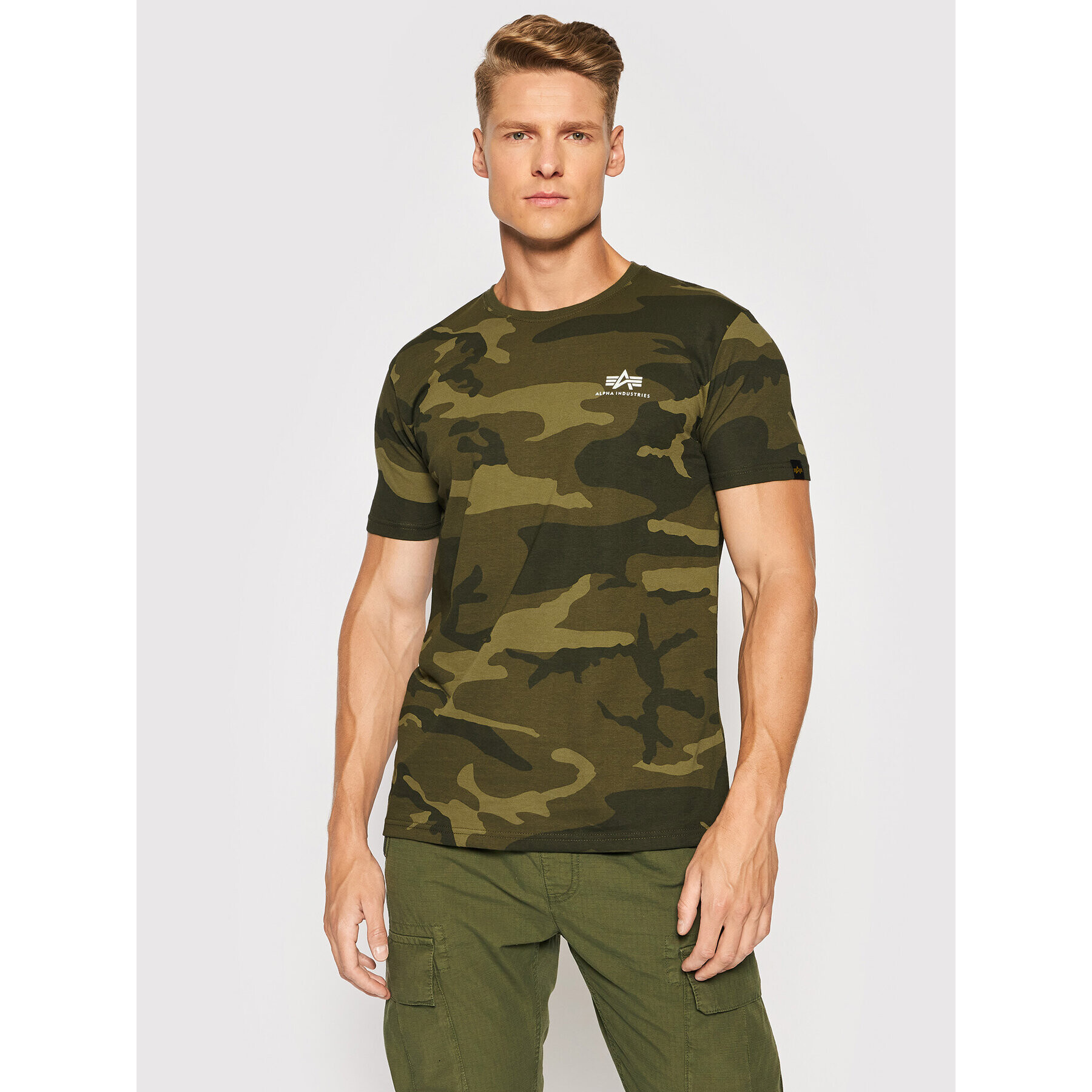 Alpha Industries Póló Basic T Small Logo Camo 188505C Zöld Regular Fit - Pepit.hu