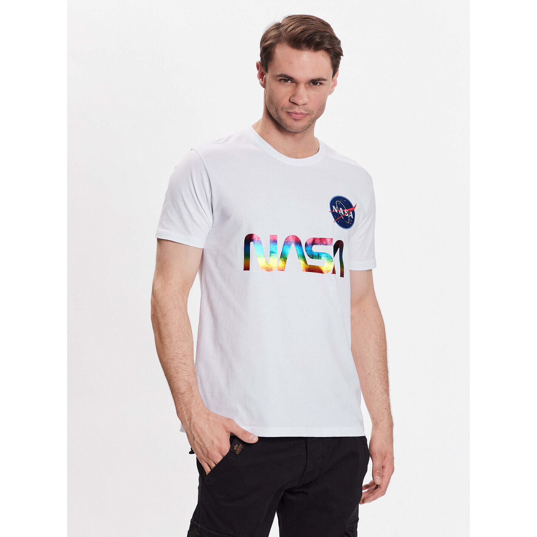 Alpha Industries Póló NASA Refl. T Metal 178501M Fehér Regular Fit - Pepit.hu