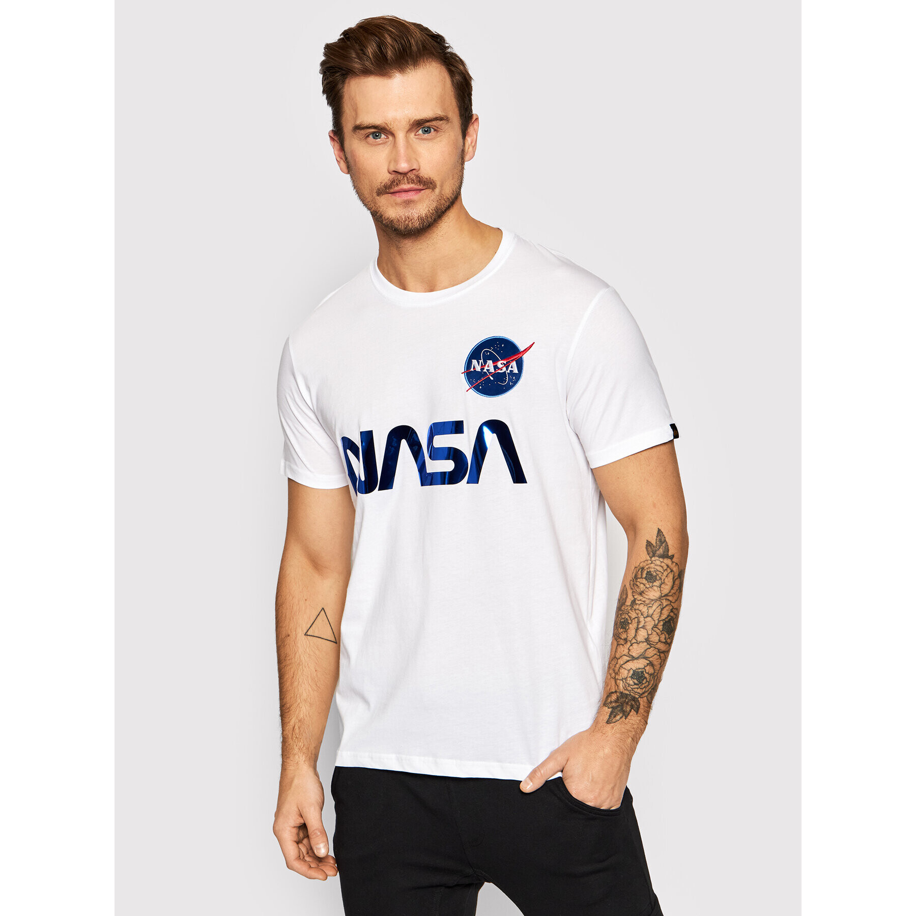 Alpha Industries Póló Nasa Reflective 178501 Fehér Regular Fit - Pepit.hu