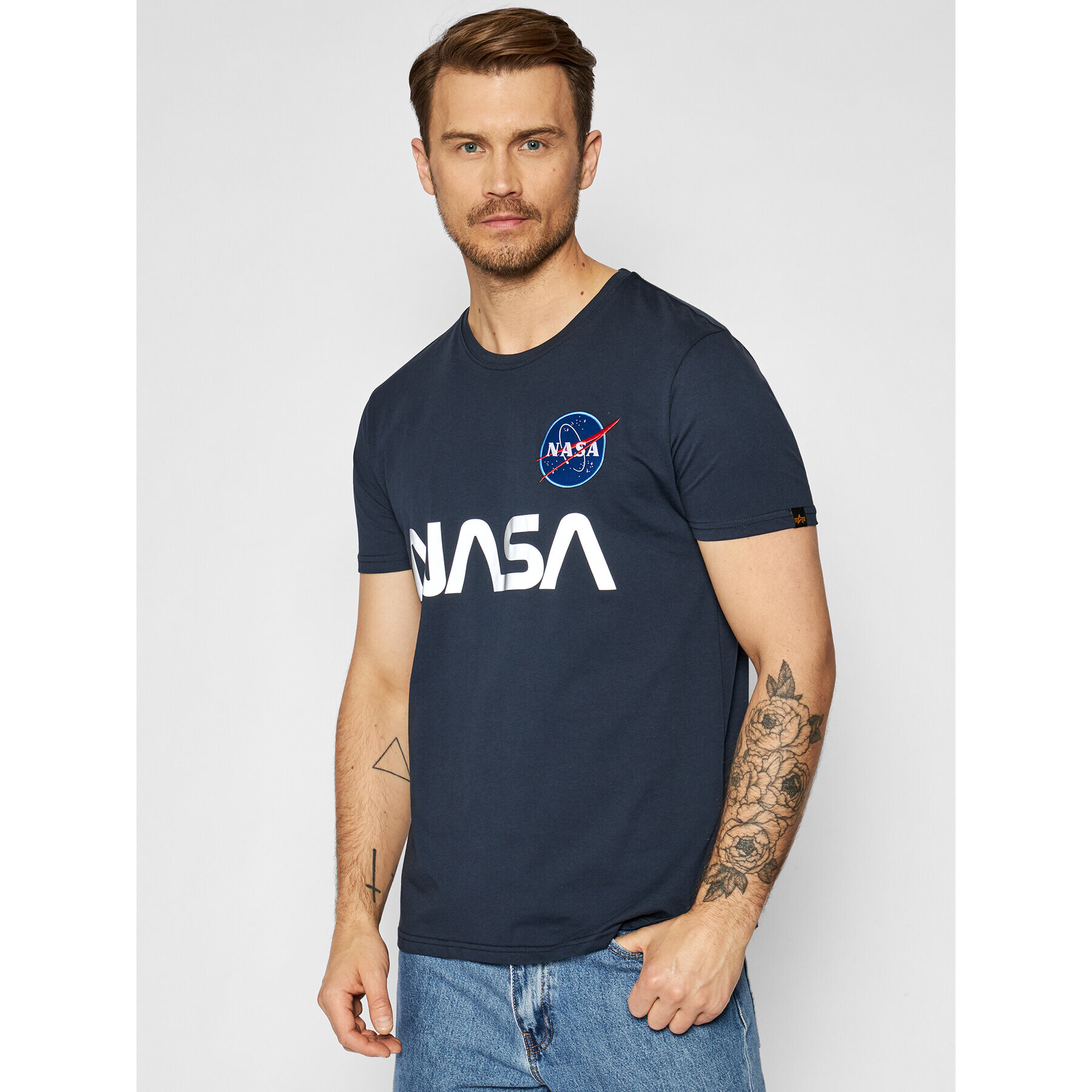 Alpha Industries Póló Nasa Reflective 178501 Sötétkék Regular Fit - Pepit.hu