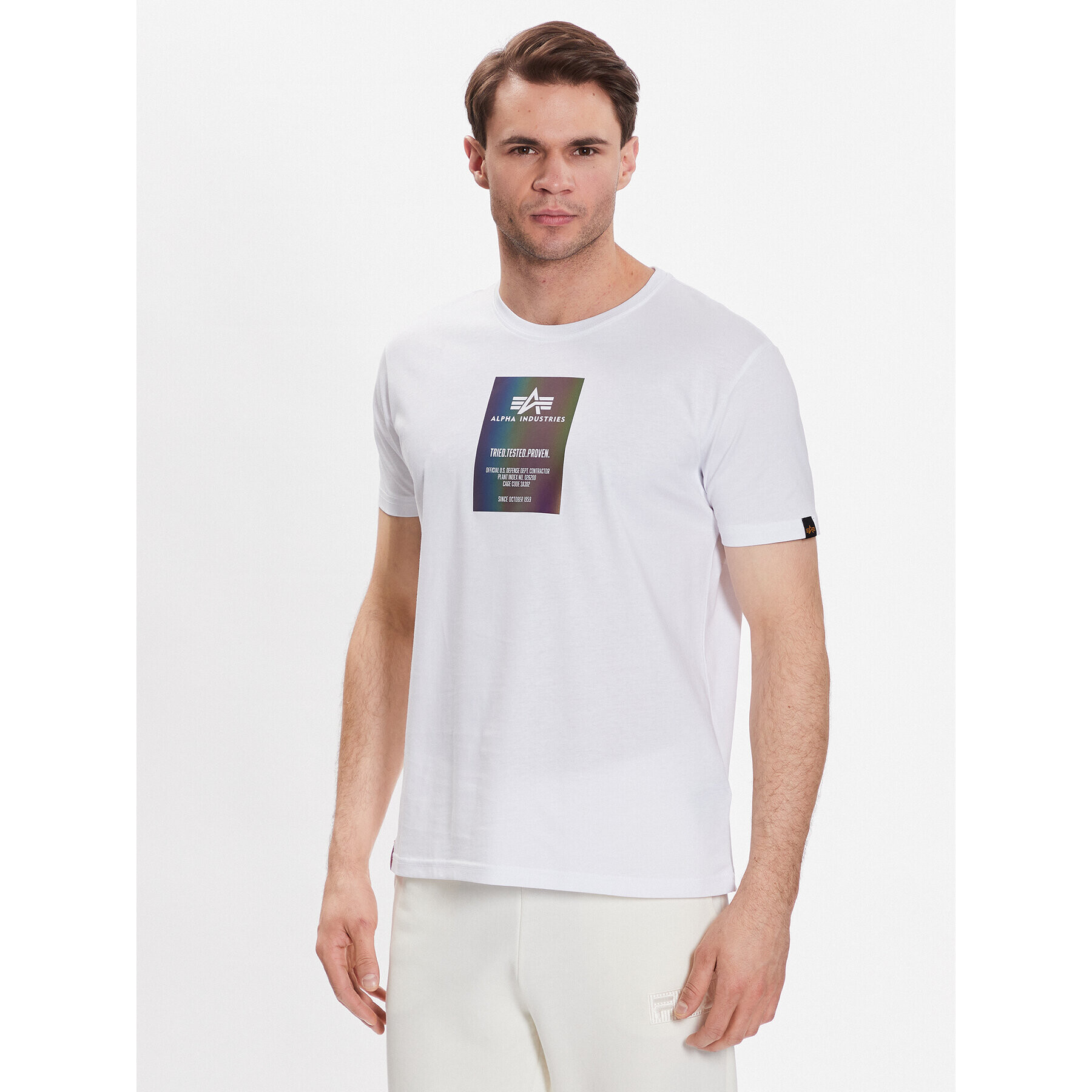 Alpha Industries Póló Rainbow Reflective Label T 126501RR Fehér Regular Fit - Pepit.hu