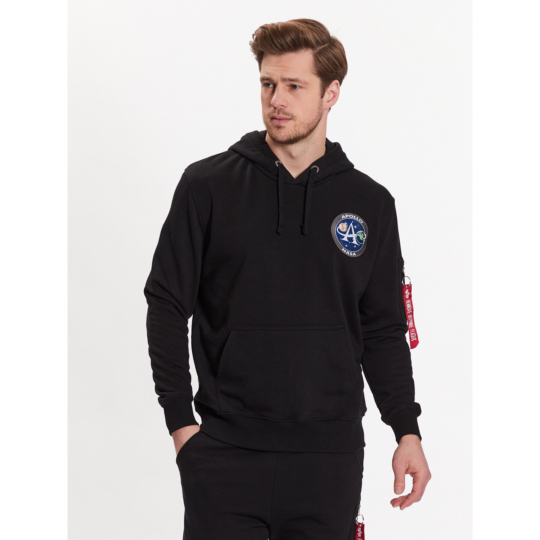 Alpha Industries Pulóver Appolo Mission 106338 Fekete Regular Fit - Pepit.hu