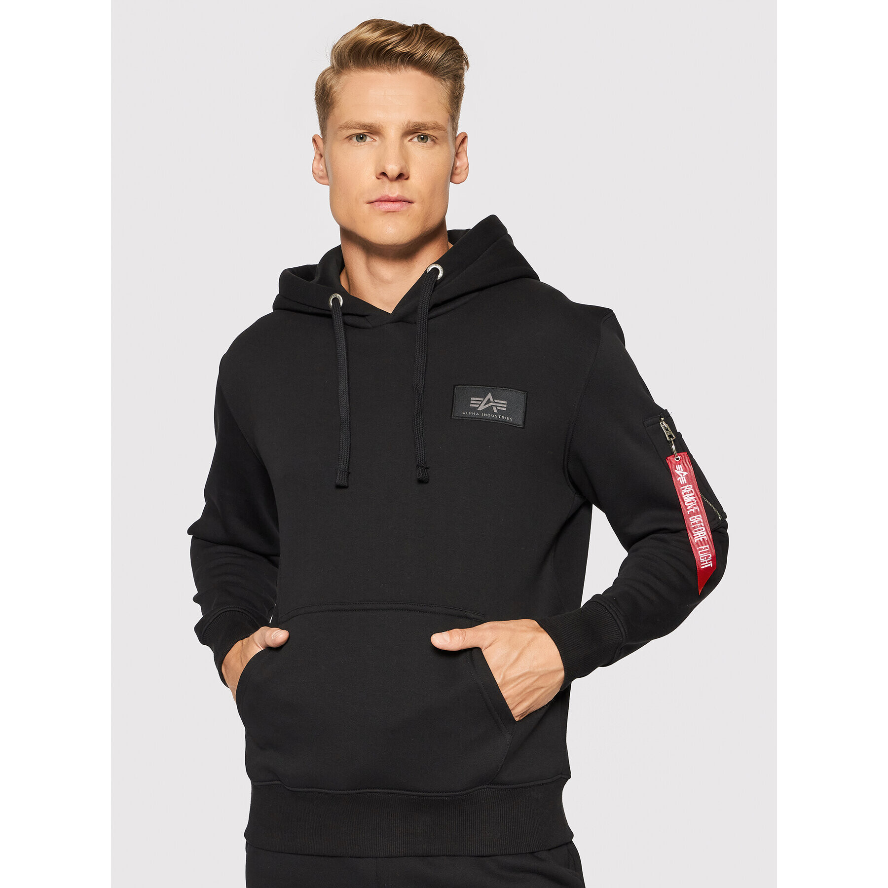 Alpha Industries Pulóver Back Print 178318 Fekete Regular Fit - Pepit.hu