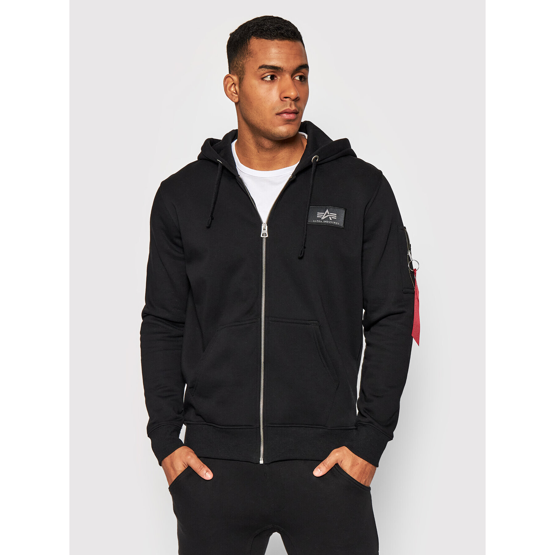 Alpha Industries Pulóver Back Print Zip 128342 Fekete Regular Fit - Pepit.hu