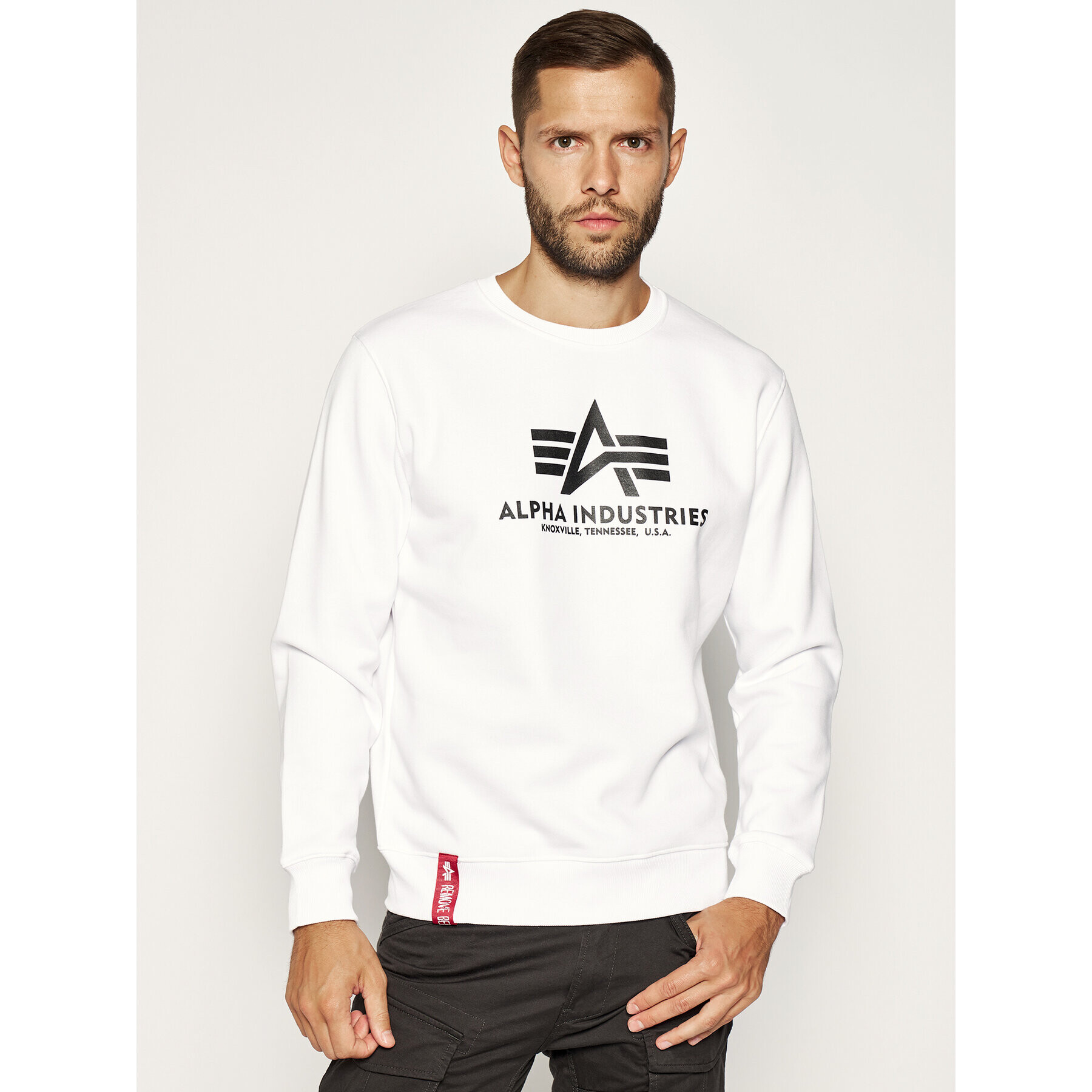 Alpha Industries Pulóver Basic 178302 Fehér Regular Fit - Pepit.hu