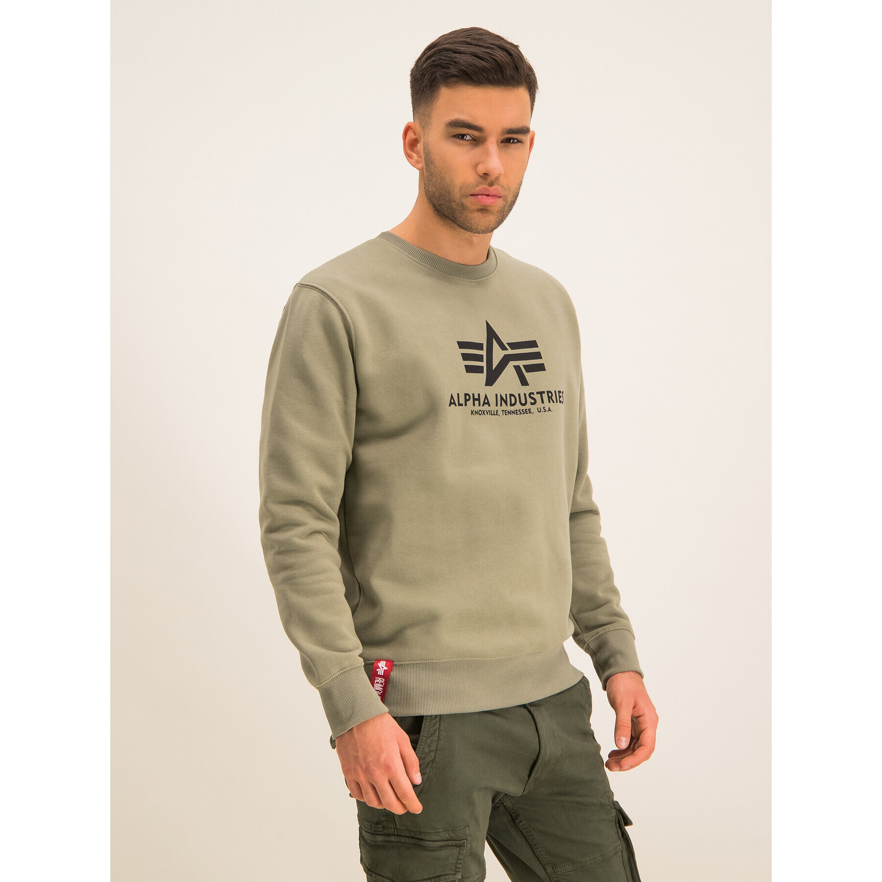 Alpha Industries Pulóver Basic 178302 Zöld Regular Fit - Pepit.hu