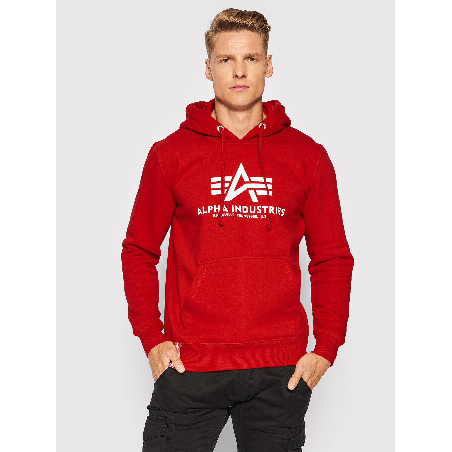 Alpha Industries Pulóver Basic 178312 Piros Regular Fit - Pepit.hu