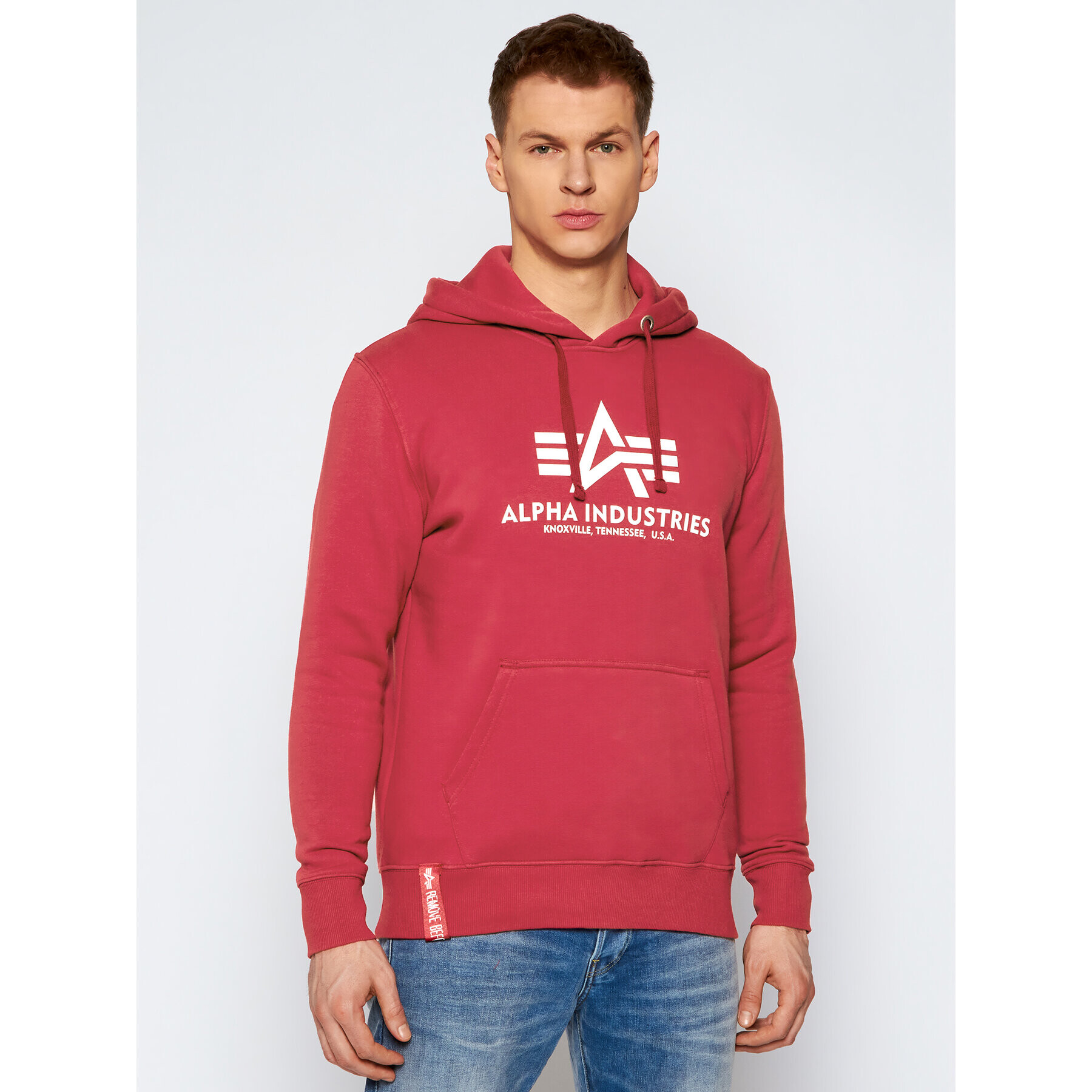 Alpha Industries Pulóver Basic 178312 Piros Regular Fit - Pepit.hu