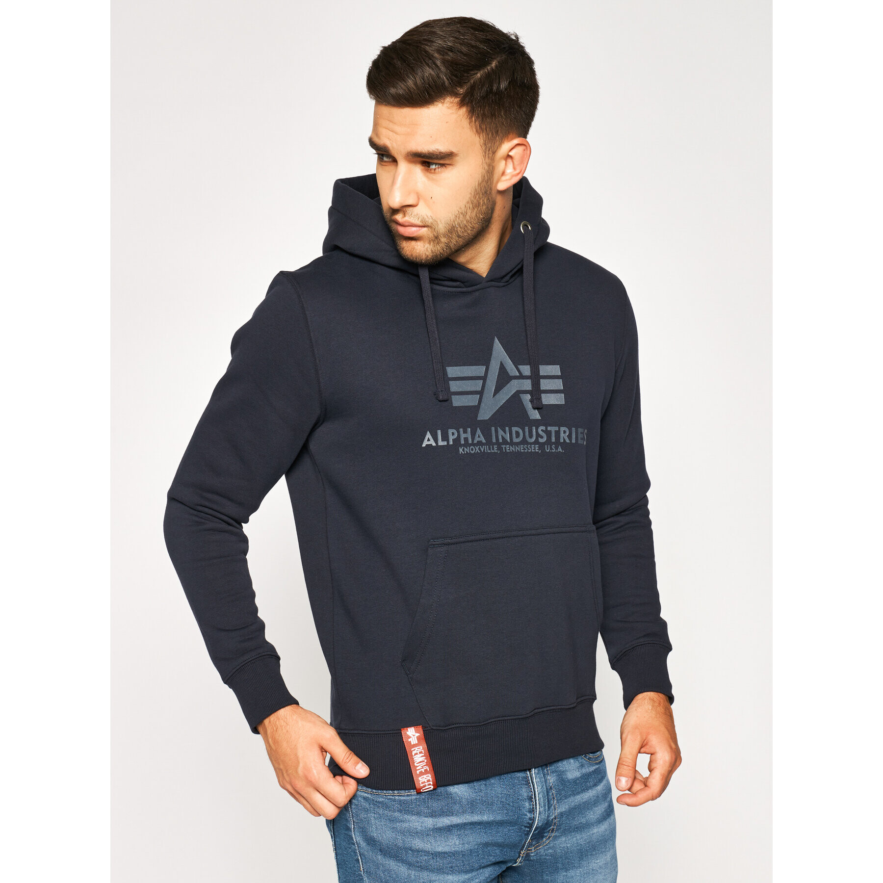 Alpha Industries Pulóver Basic 178312 Sötétkék Regular Fit - Pepit.hu