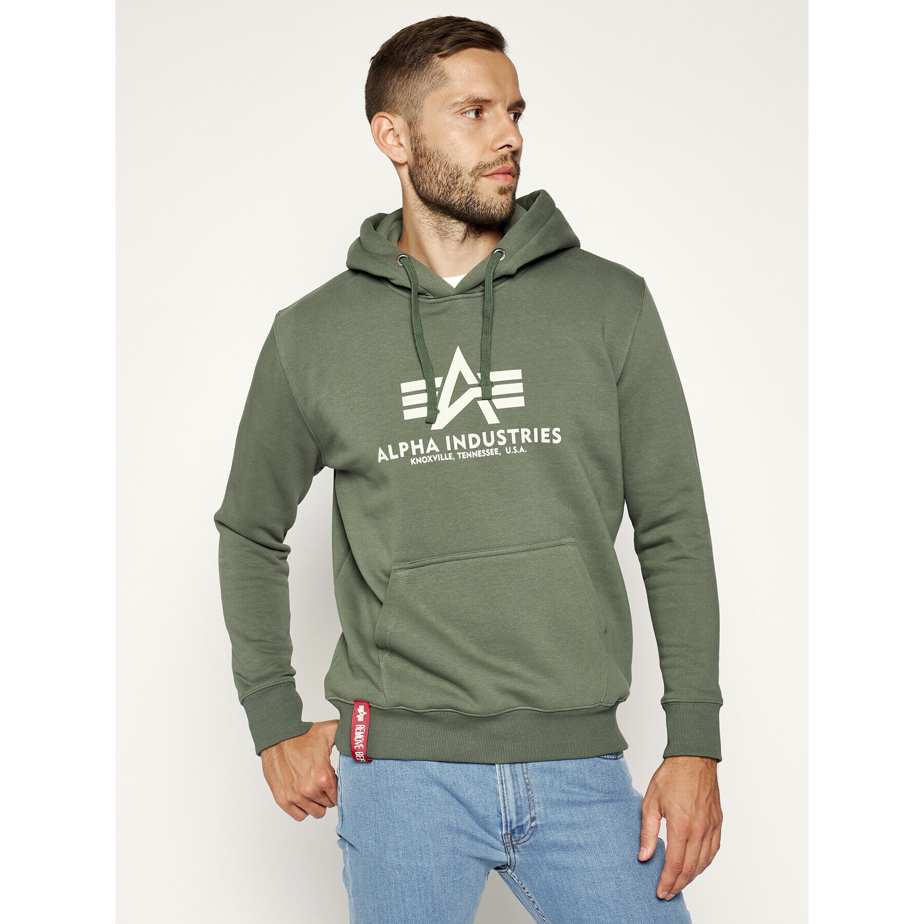 Alpha Industries Pulóver Basic 178312 Zöld Regular Fit - Pepit.hu