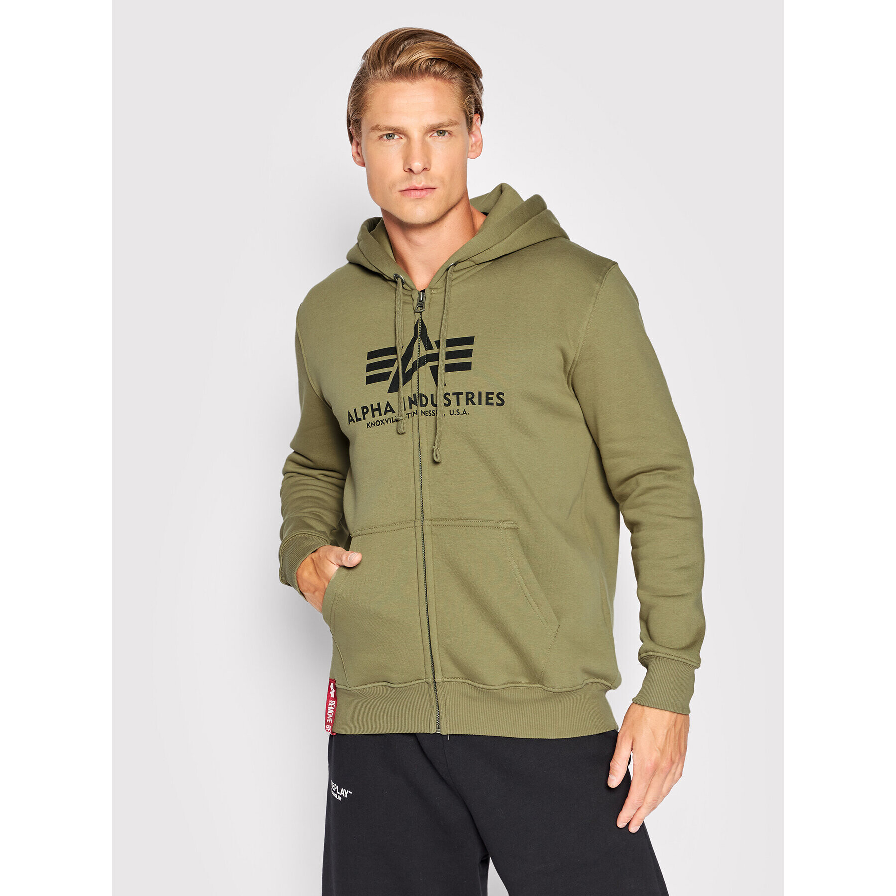 Alpha Industries Pulóver Basic 178325 Zöld Regular Fit - Pepit.hu