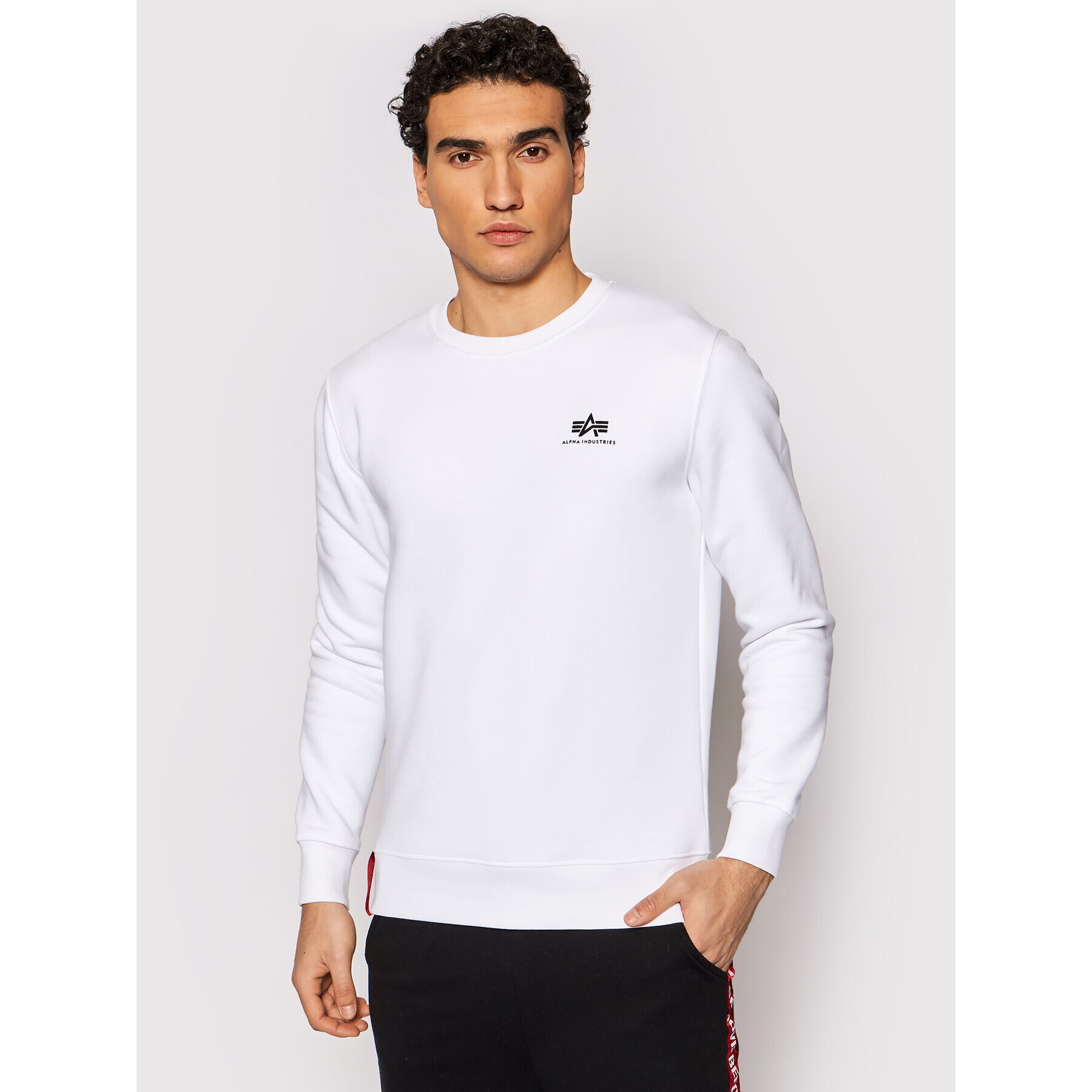 Alpha Industries Pulóver Basic 188307 Fehér Regular Fit - Pepit.hu