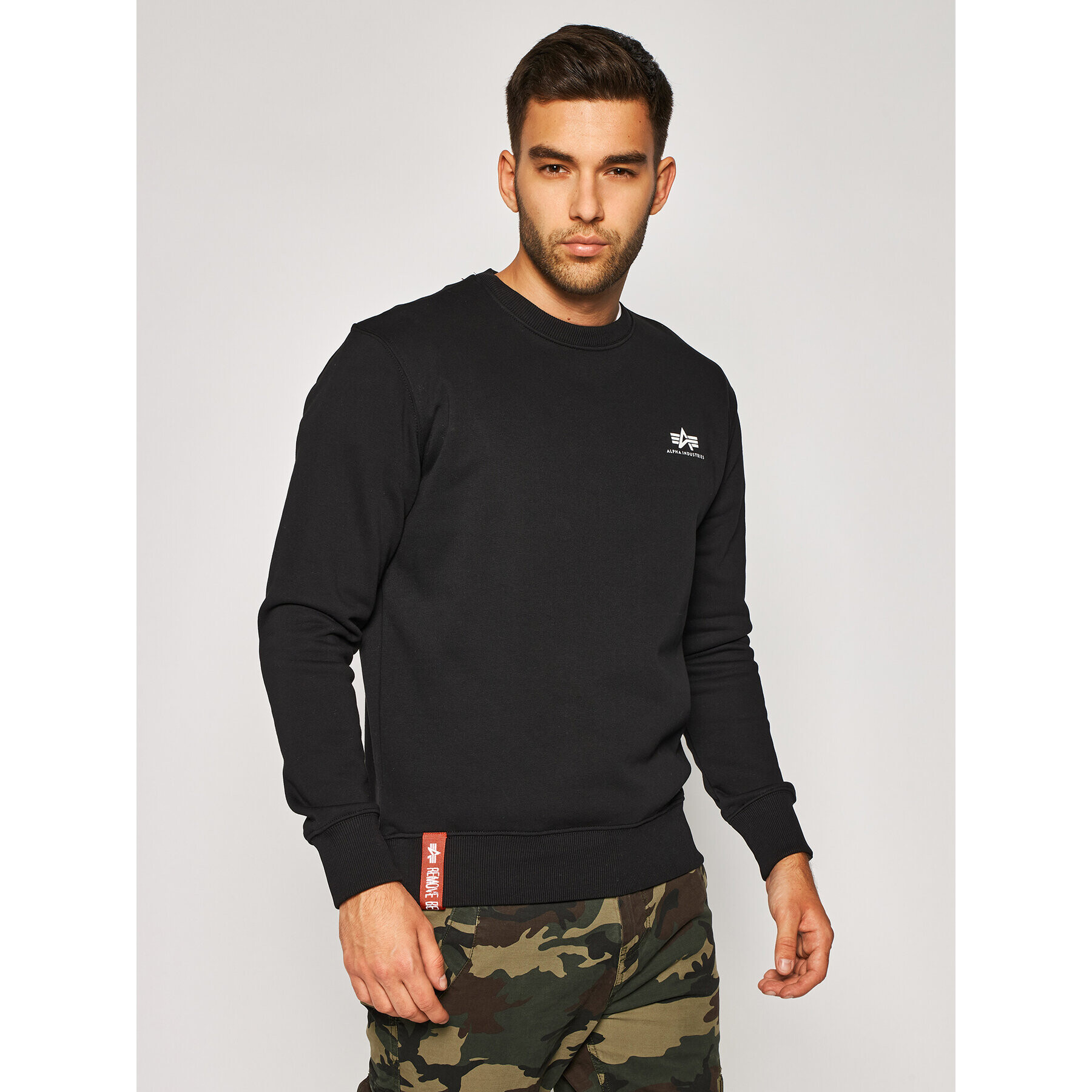 Alpha Industries Pulóver Basic 188307 Fekete Regular Fit - Pepit.hu