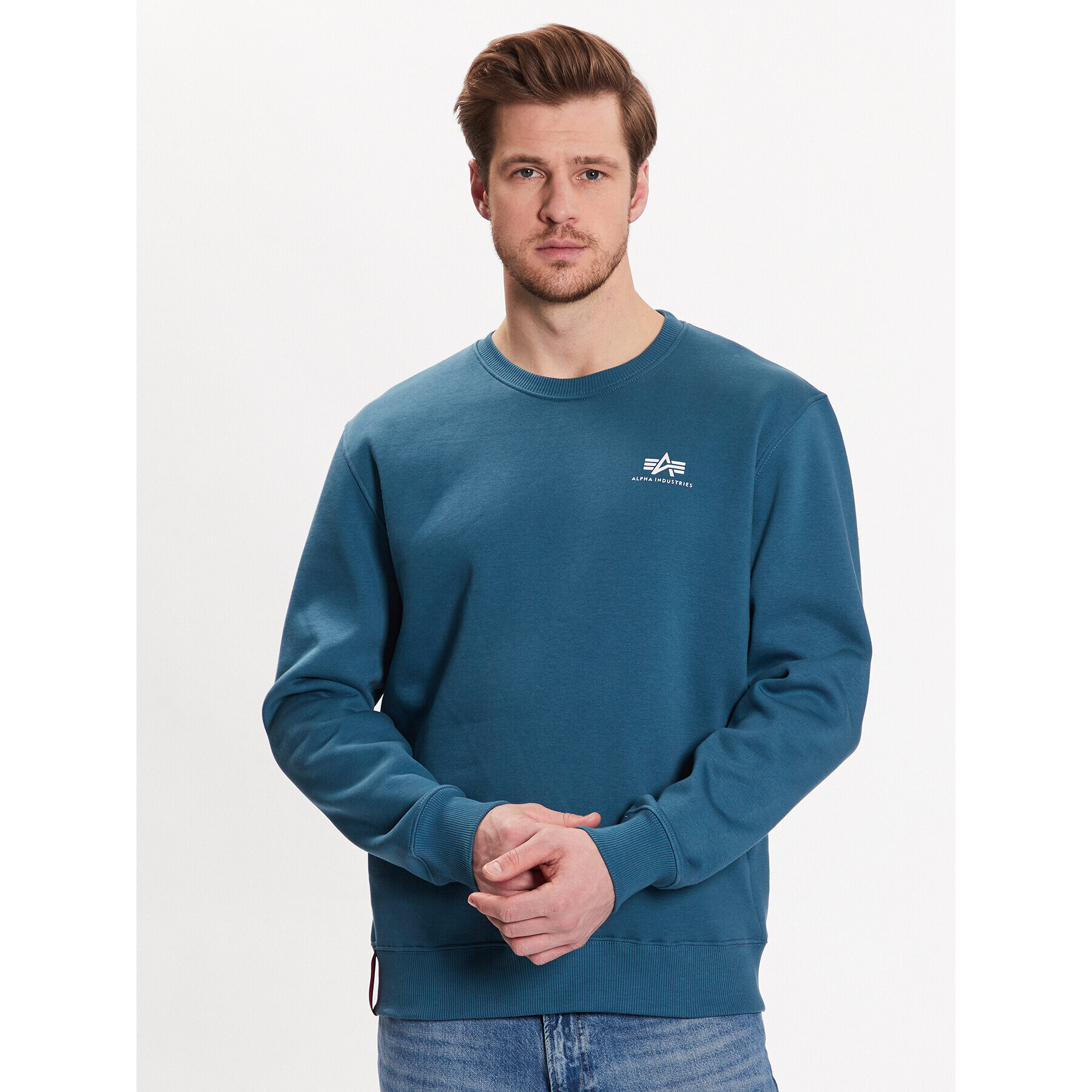 Alpha Industries Pulóver Basic 188307 Sötétkék Regular Fit - Pepit.hu