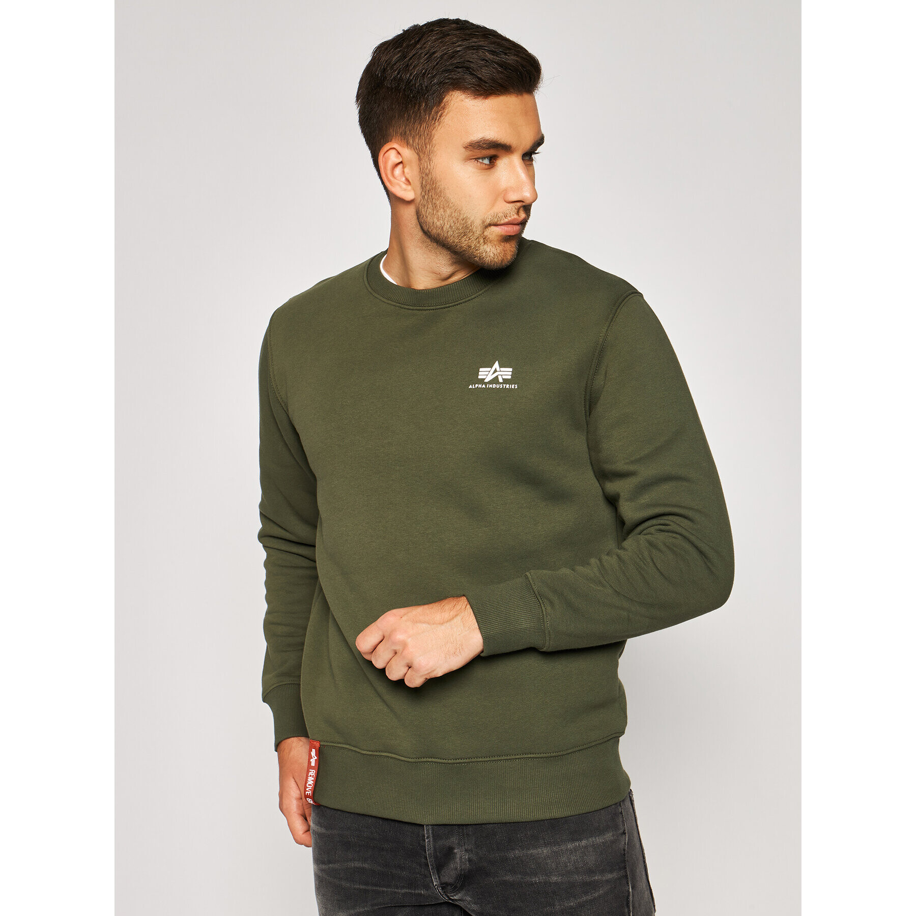 Alpha Industries Pulóver Basic 188307 Zöld Regular Fit - Pepit.hu