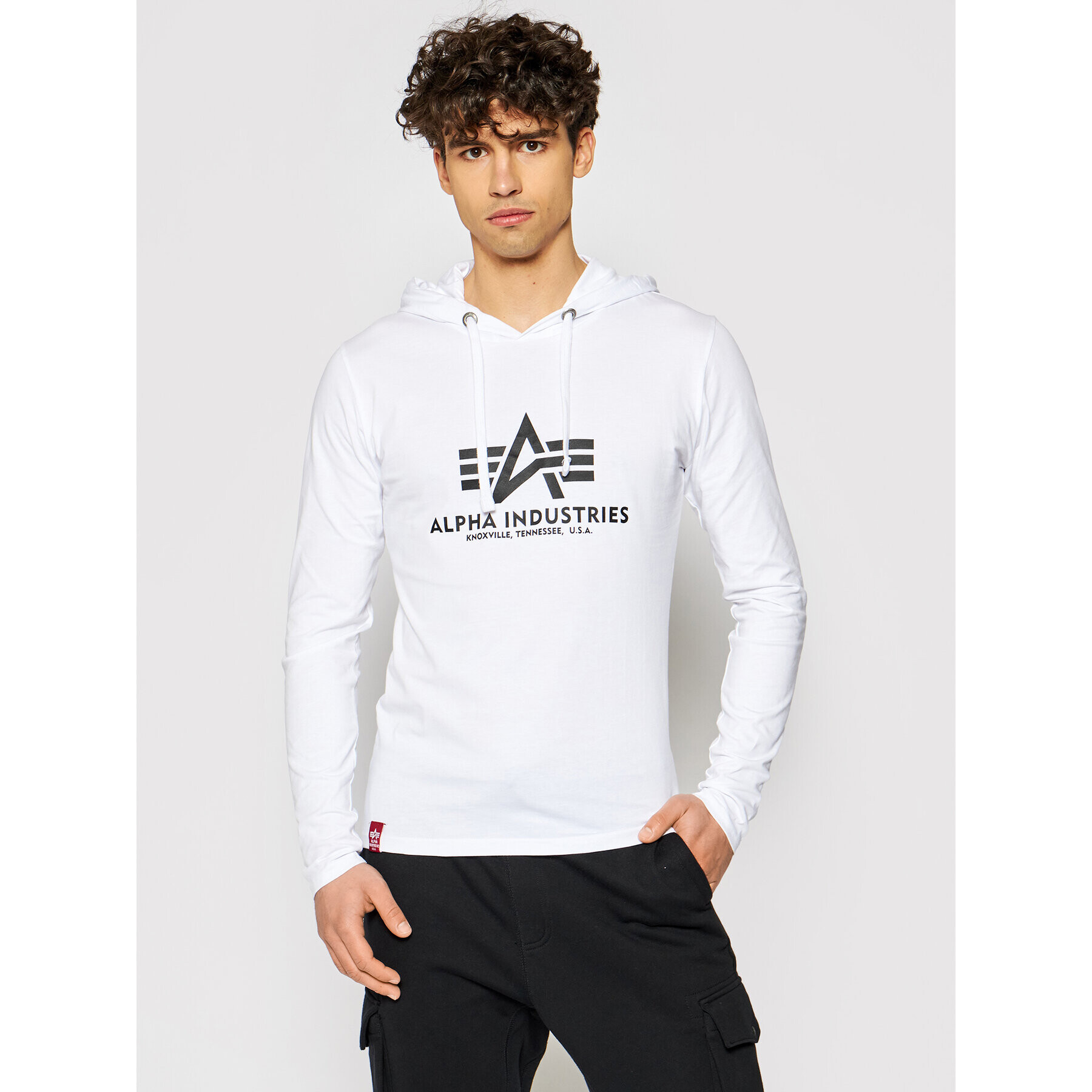 Alpha Industries Pulóver Basic Hooded Heavy Ls 116572 Fehér Slim Fit - Pepit.hu