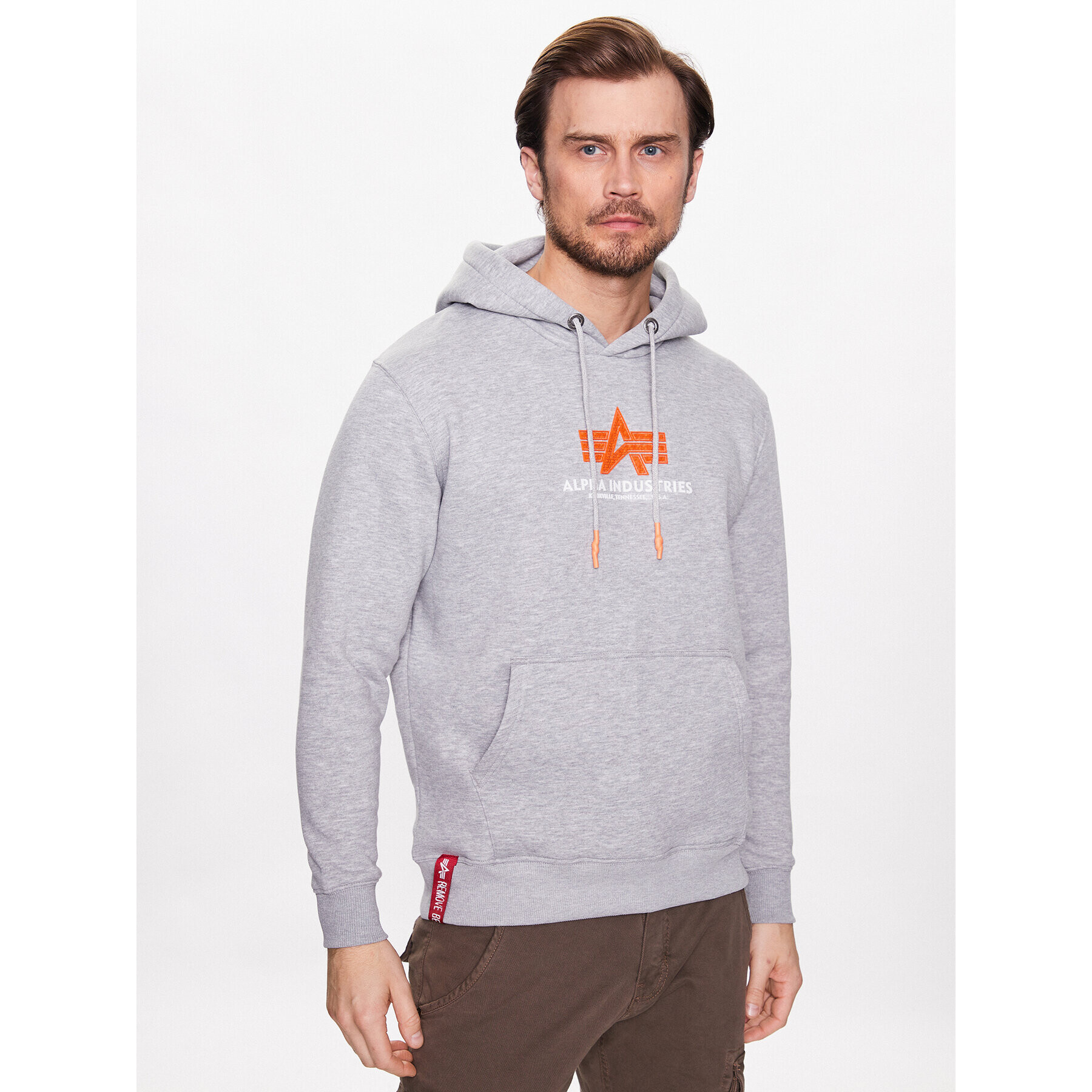 Alpha Industries Pulóver Basic Hoody Rubber 178312RB Szürke Regular Fit - Pepit.hu