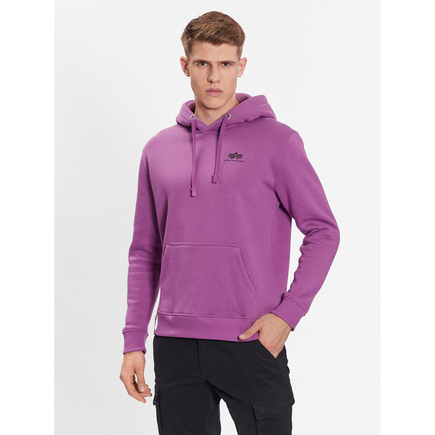 Alpha Industries Pulóver Basic Hoody Small Logo Lila Regular Fit - Pepit.hu