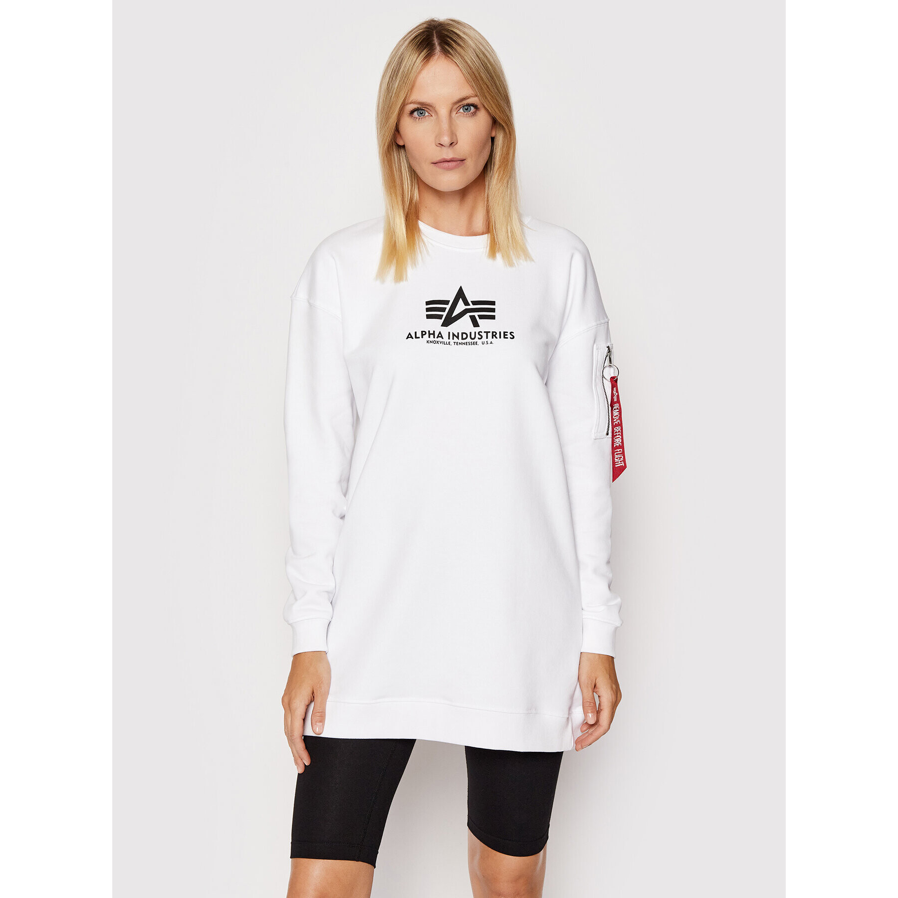 Alpha Industries Pulóver Basic Logo 128053 Fehér Oversize - Pepit.hu