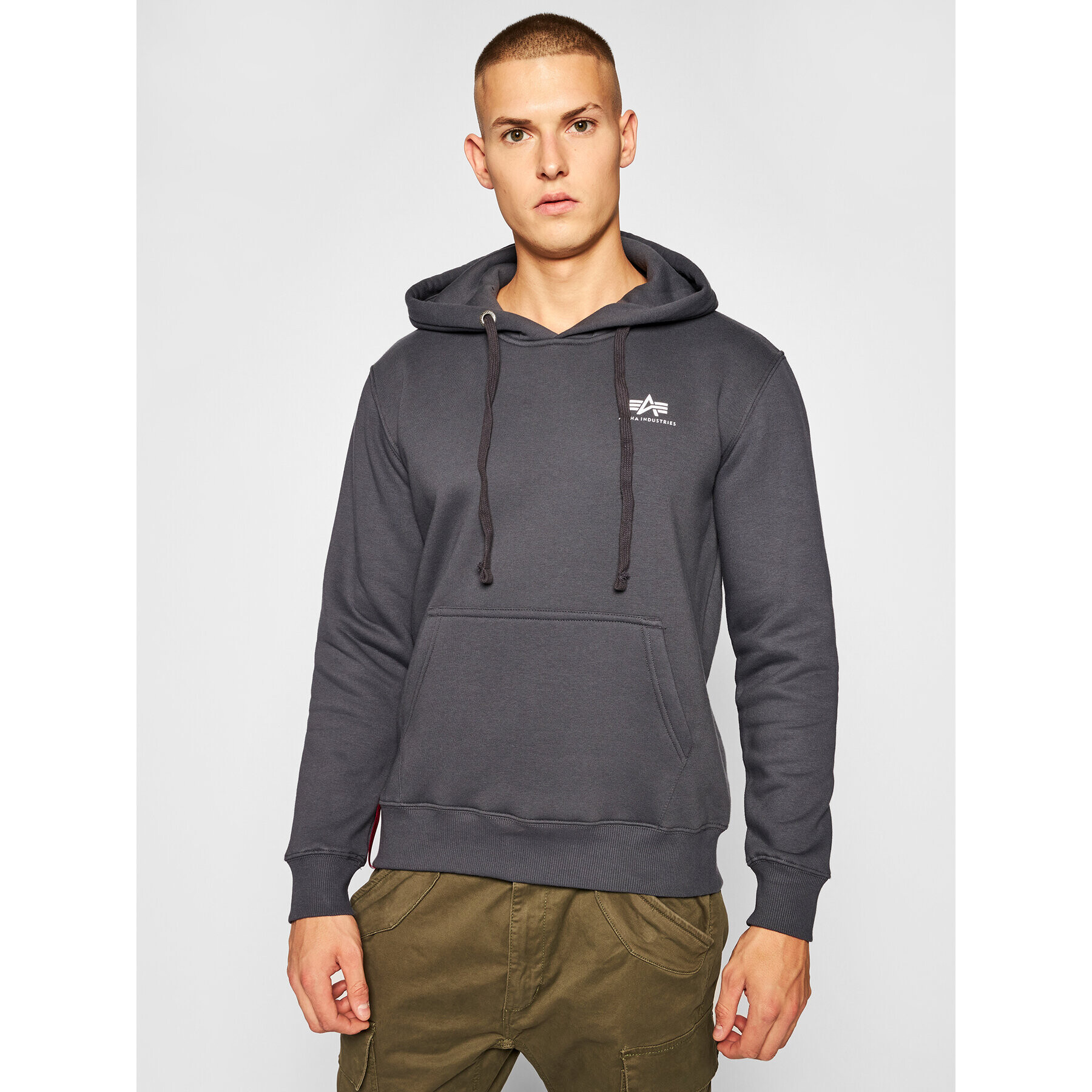 Alpha Industries Pulóver Basic Small Logo 196318 Szürke Regular Fit - Pepit.hu