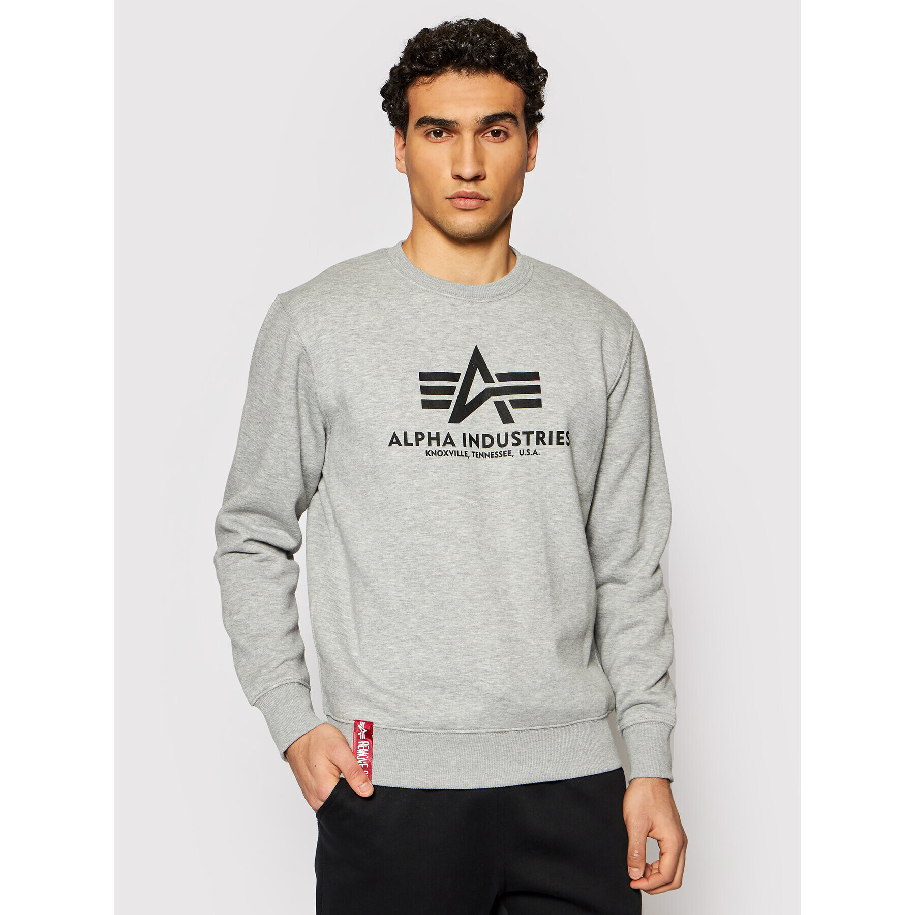 Alpha Industries Pulóver Basic Sweater 178302 Szürke Regular Fit - Pepit.hu