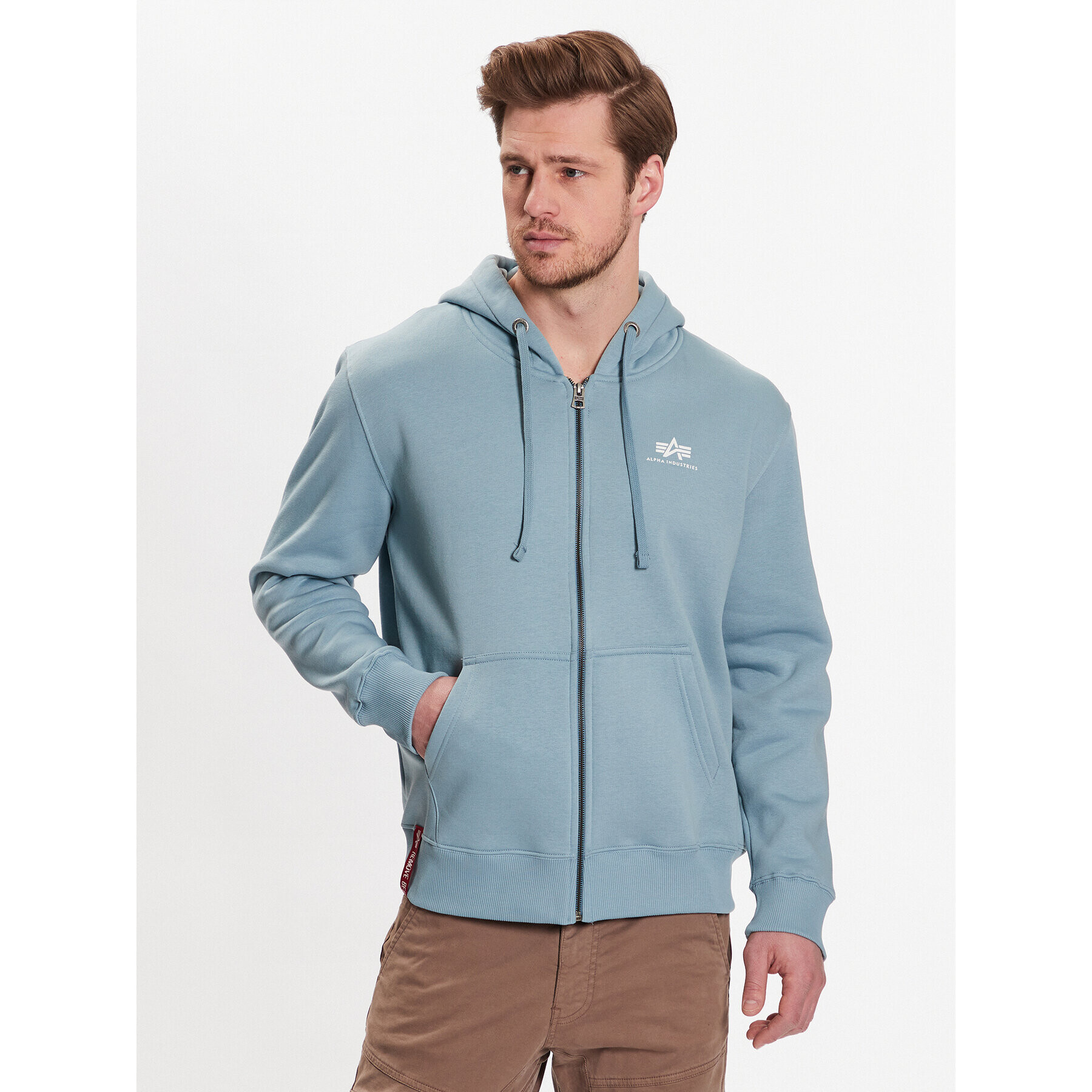 Alpha Industries Pulóver Basic Zip 118342 Kék Regular Fit - Pepit.hu