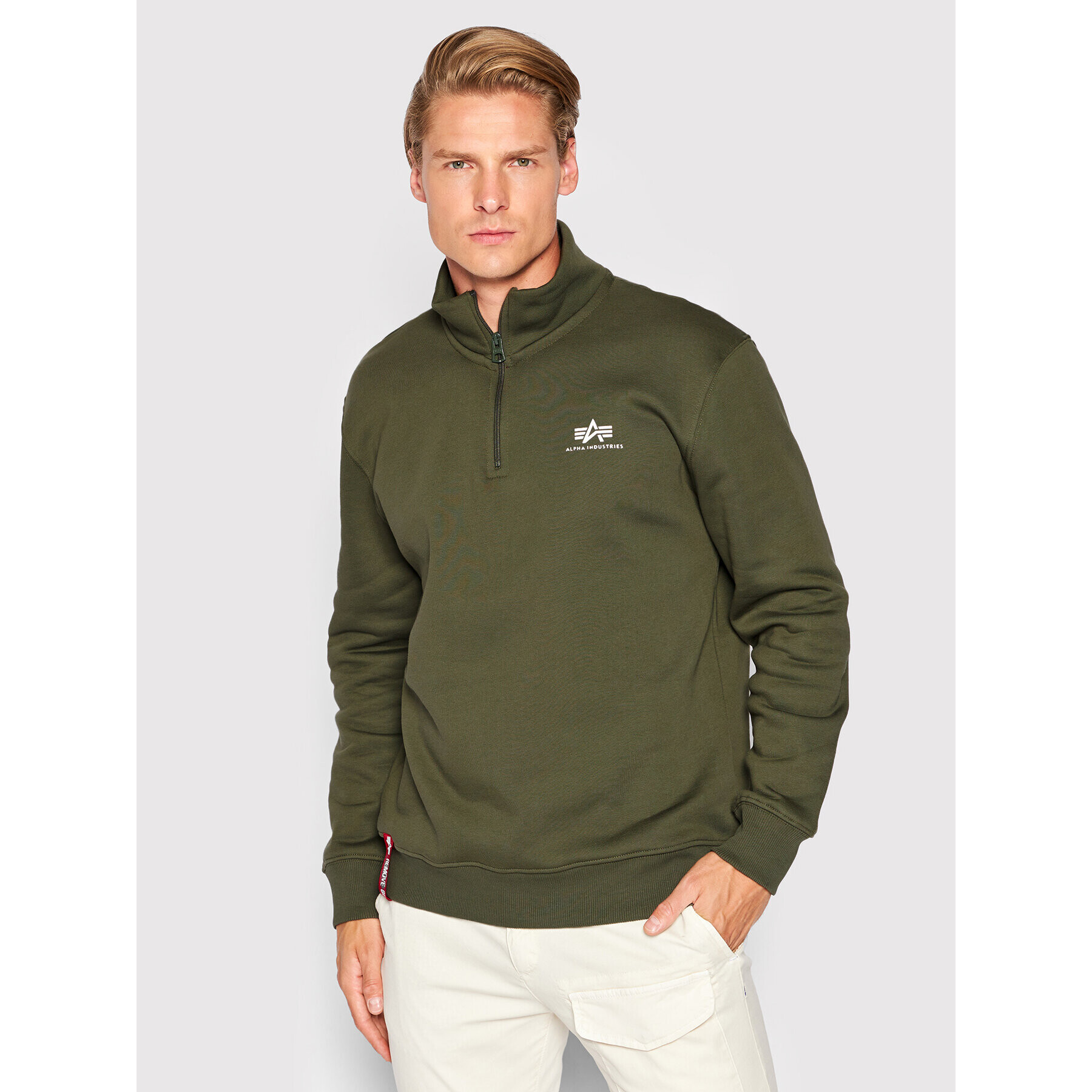 Alpha Industries Pulóver Half Zip 108308 Zöld Regular Fit - Pepit.hu